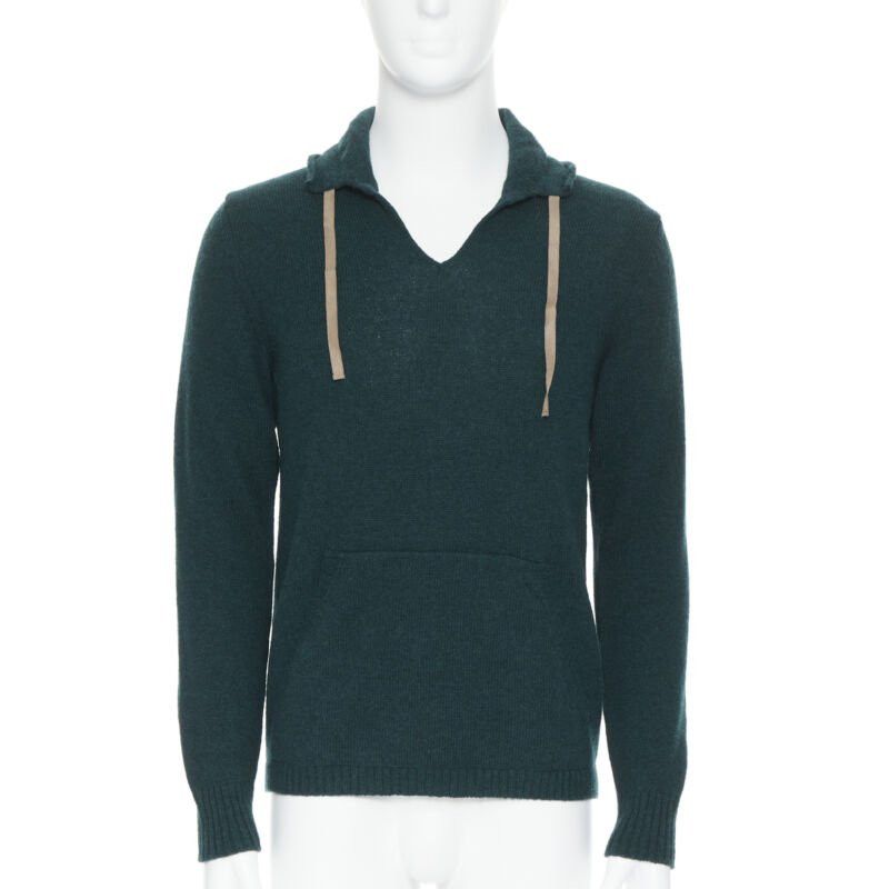 Undercover UNDERCOVER 100% wool dark green ribbon drawstring V-neck pullover sweater S Size US M / EU 48-50 / 2 - 1 Thumbnail