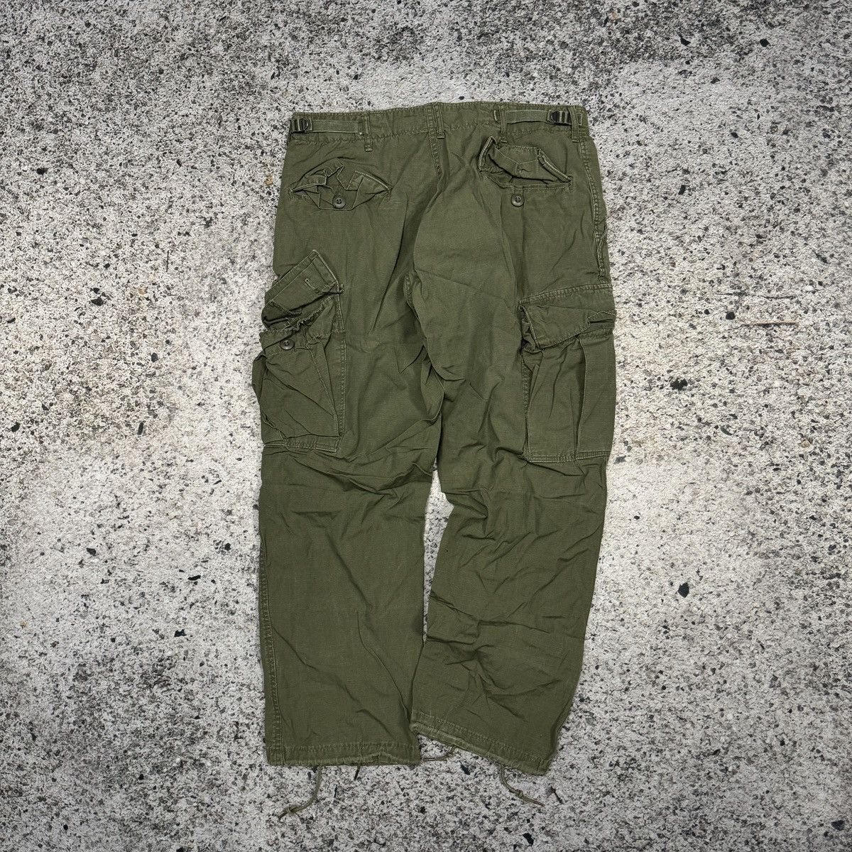 Vintage 80s Faded Green US Army Fatigue Cargo Pants Size US 33 - 2 Thumbnail