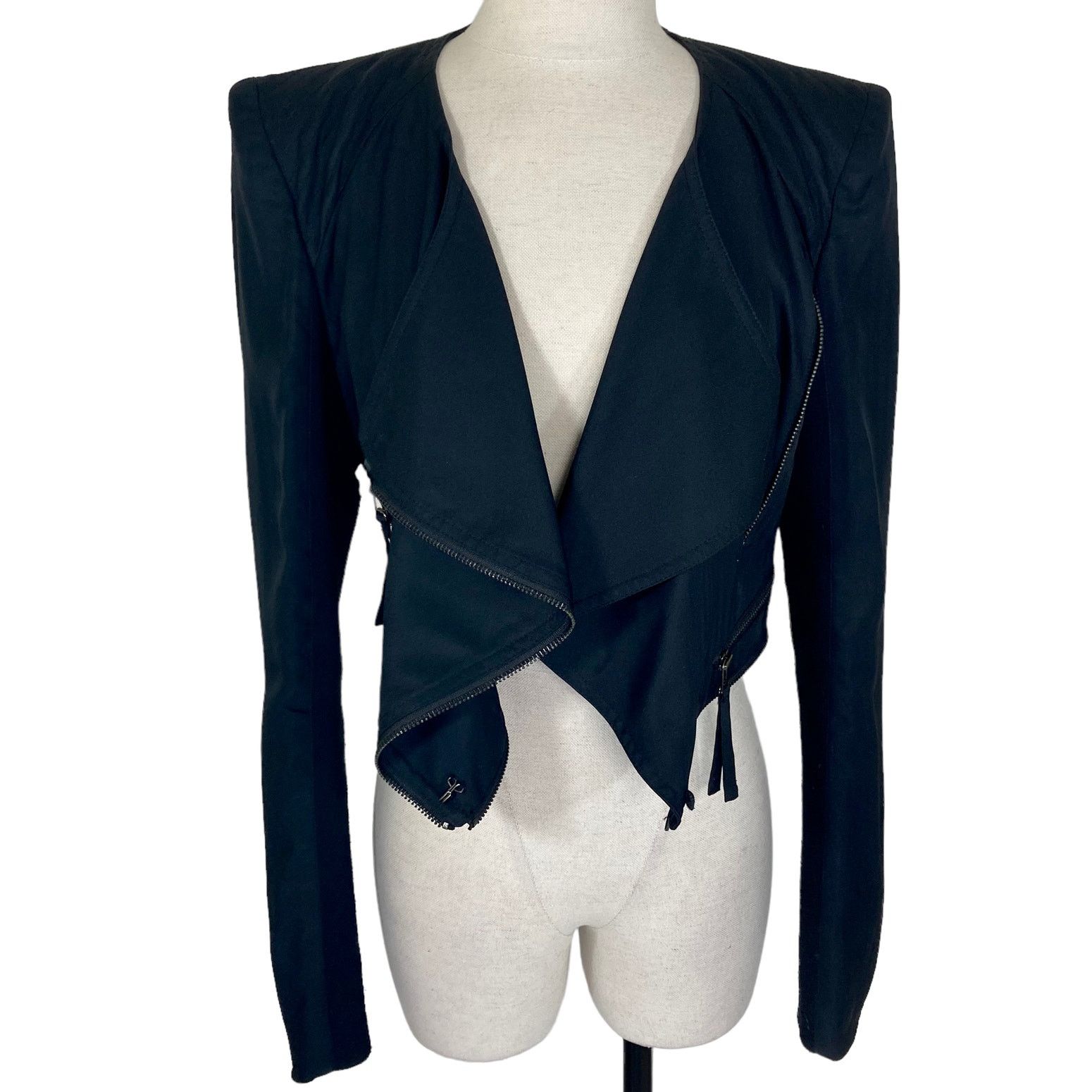 Other Mcginn black silk moto jacket, womens med convertible coat Size M / US 6-8 / IT 42-44 - 7 Thumbnail