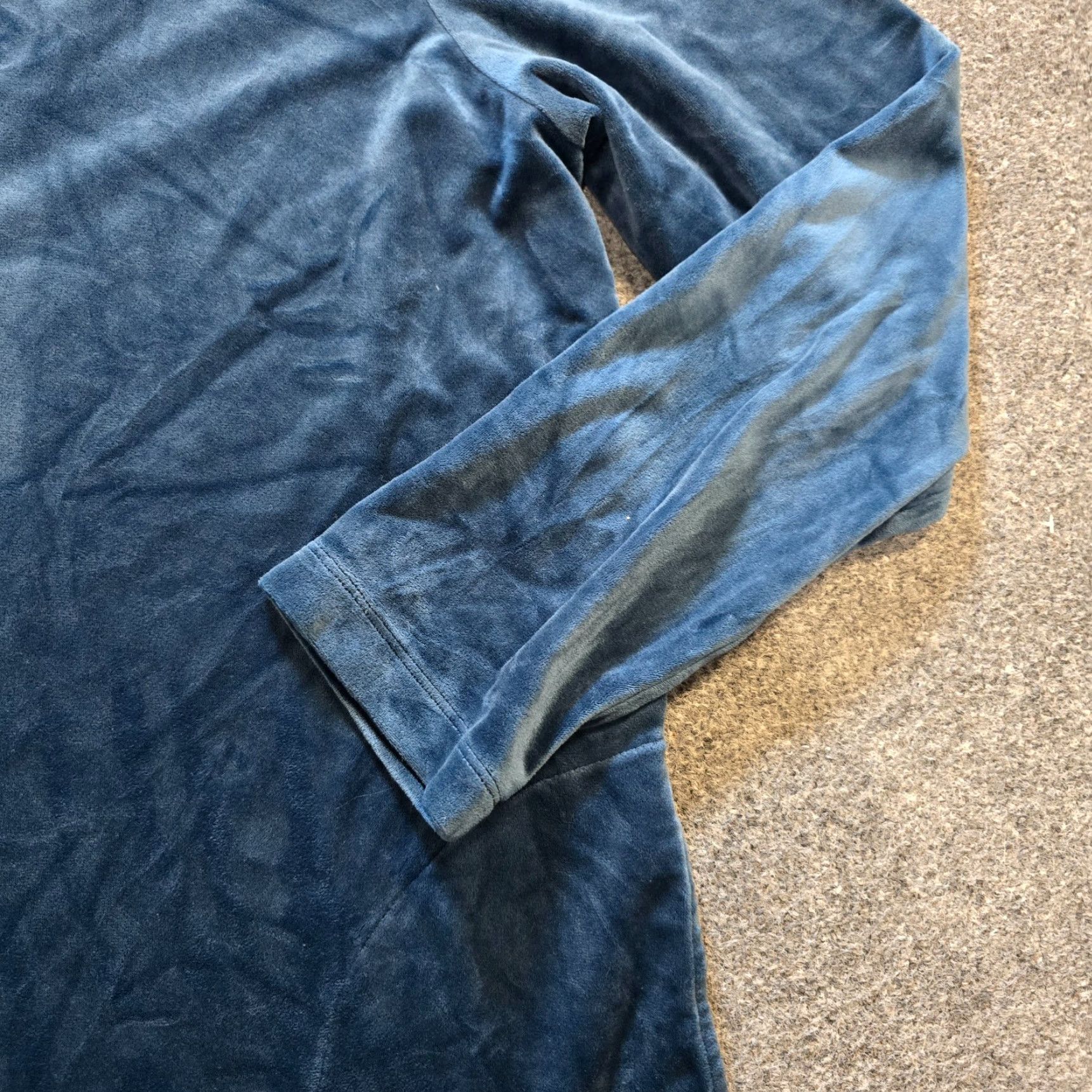 J. Jill J. Jill Top Womens XL Blue Velour Long Sleeve Pockets Stretch Casual Career Shirt Size XL / US 12-14 / IT 48-50 - 3 Thumbnail