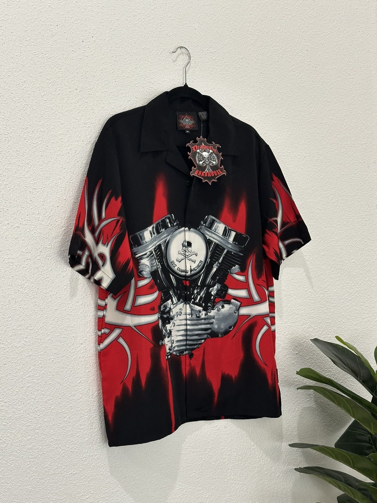 Dragonfly Vintage Dragonfly Tribal Hot Rod Flame Engine ButtonUp Shirt Size US M / EU 48-50 / 2 - 2 Thumbnail
