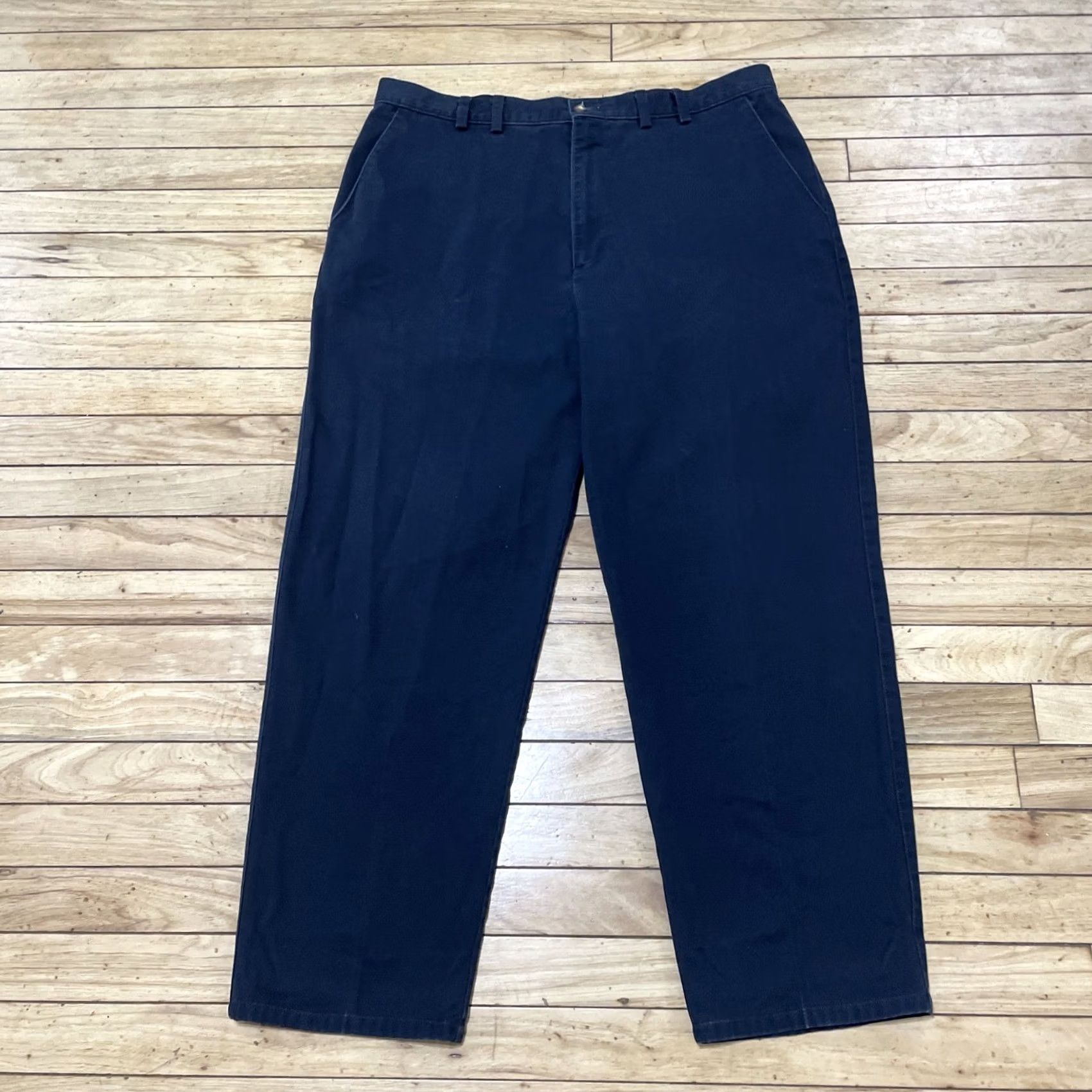Haggar VINTAGE Haggar Pants Men 38x29 Flat Front Blue Preppy Business Exec Work Khakis Straight Taper Twill Slax Size US 38 / EU 54 - 3 Thumbnail