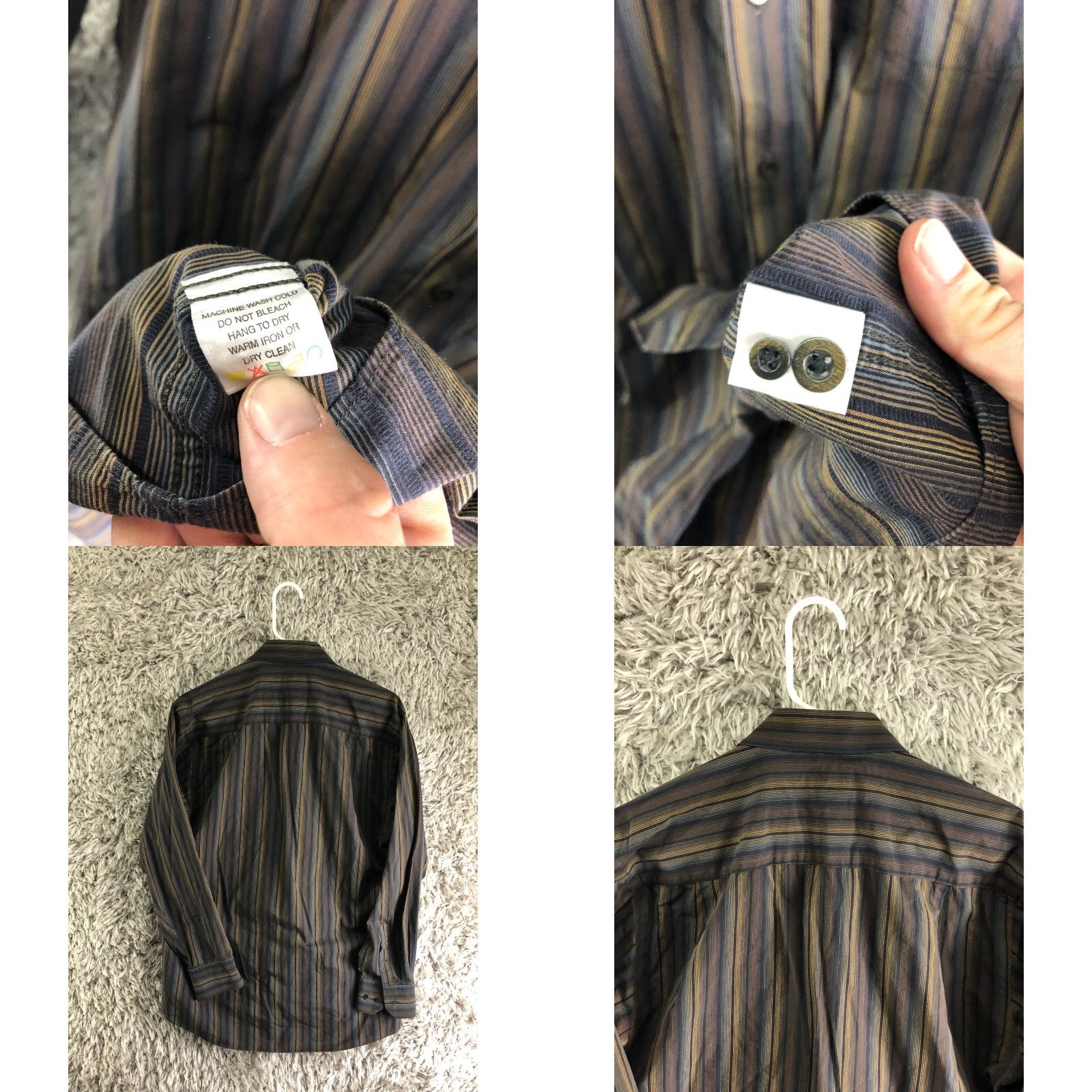 Vintage Cotton Reel Shirt Mens M Brown Stripe Long Sleeve Point Collar Button-Up Size US M / EU 48-50 / 2 - 8 Thumbnail