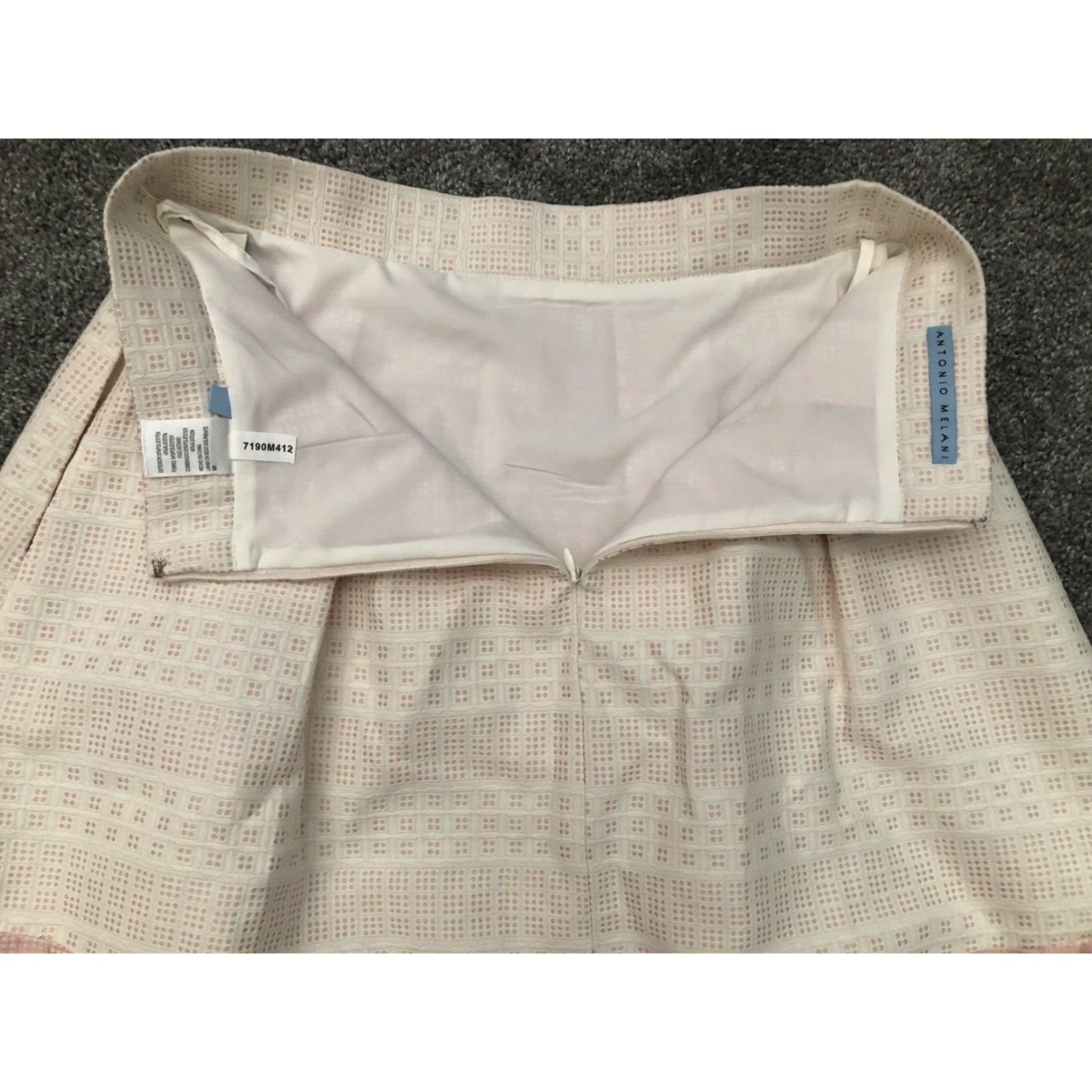 Vintage NWT Antonio Melani Skirt Women Knee Length White Pink Size 4 Polyester Cotton Dressy Casual Party/Work Womens Size 27" / US 4 / IT 40 - 8 Thumbnail