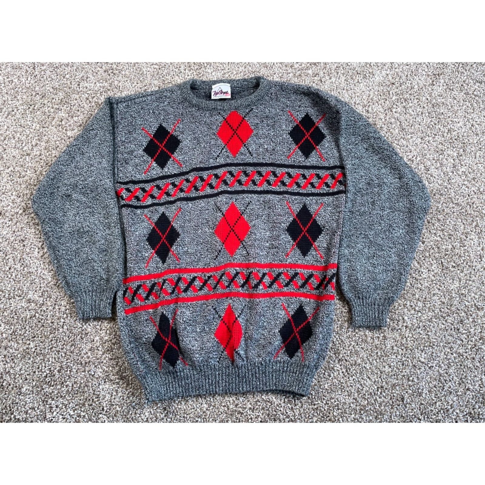 Vintage VINTAGE Diamond Pattern Sweater Mens Adult Medium Gray Lightweight Knit England 90s Preppy Pullover Knit Top Size US M / EU 48-50 / 2 - 2 Thumbnail