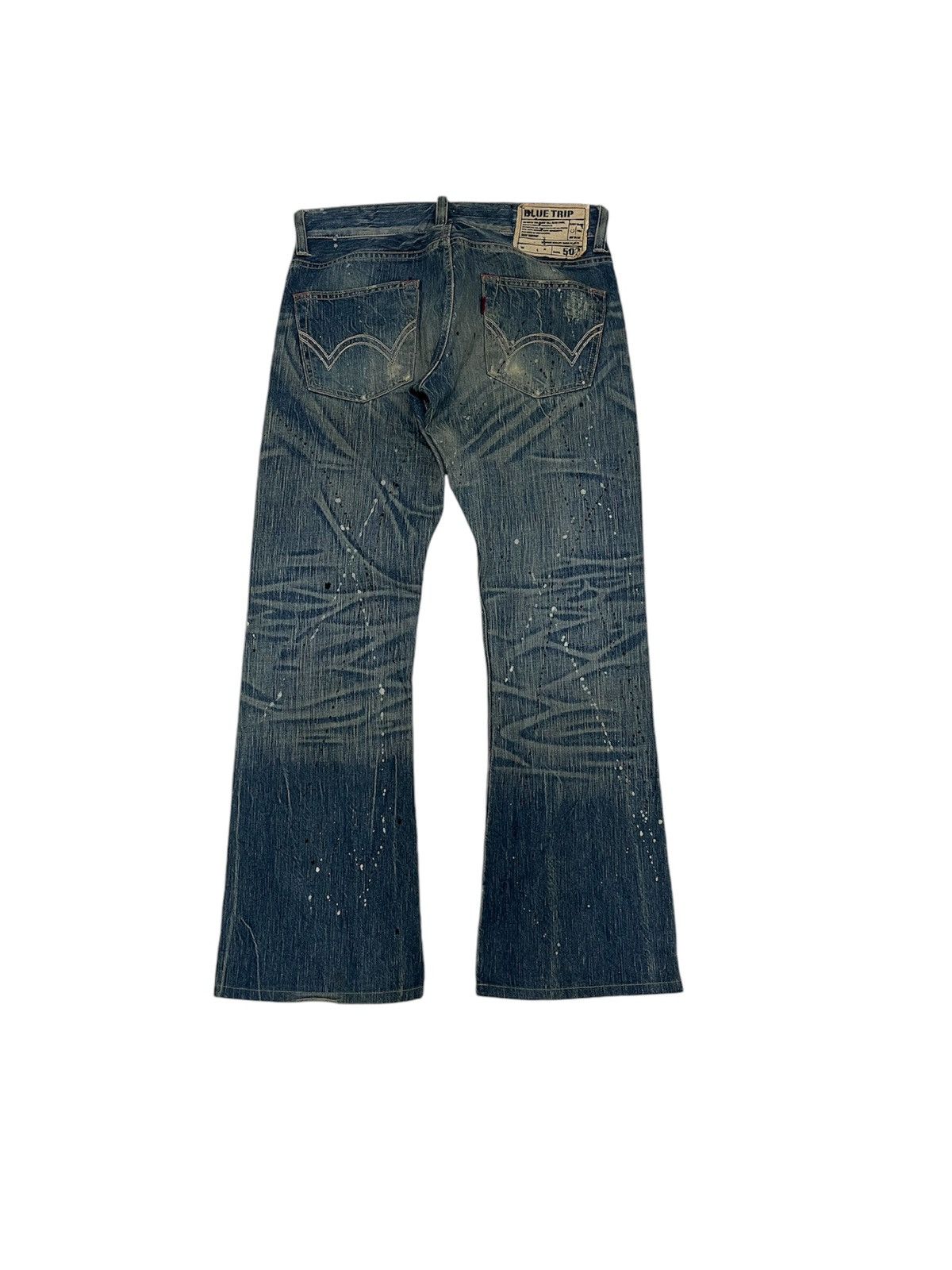 Kapital Flare Jeans Edwin Clawmark Distressed Painted Denim Boot Cut Size US 31 - 11 Thumbnail