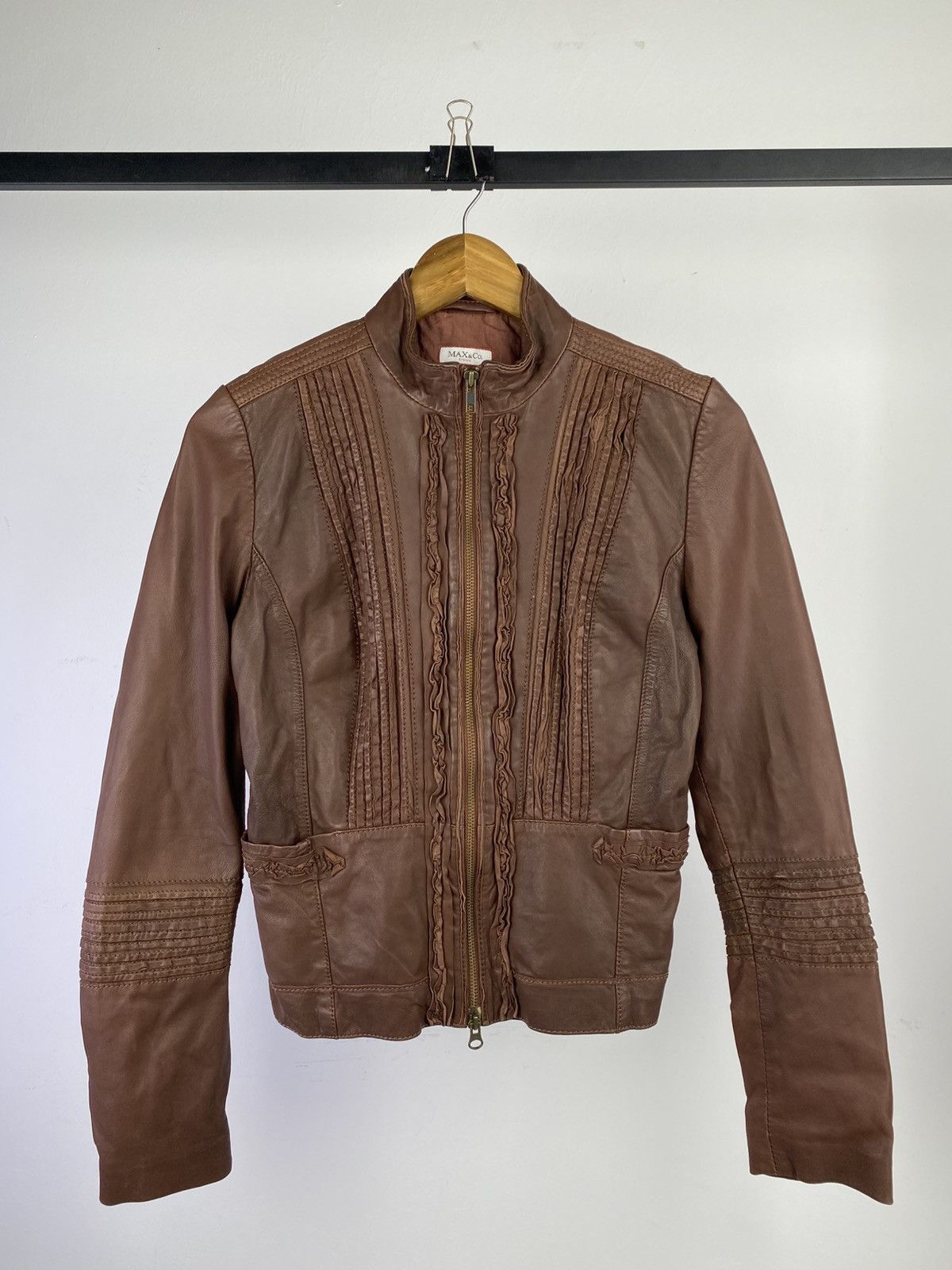 Max Mara Max Mara Lamb Leather Fitted Jacket Brown Luxury Size XS / US 0-2 / IT 36-38 - 1 Thumbnail