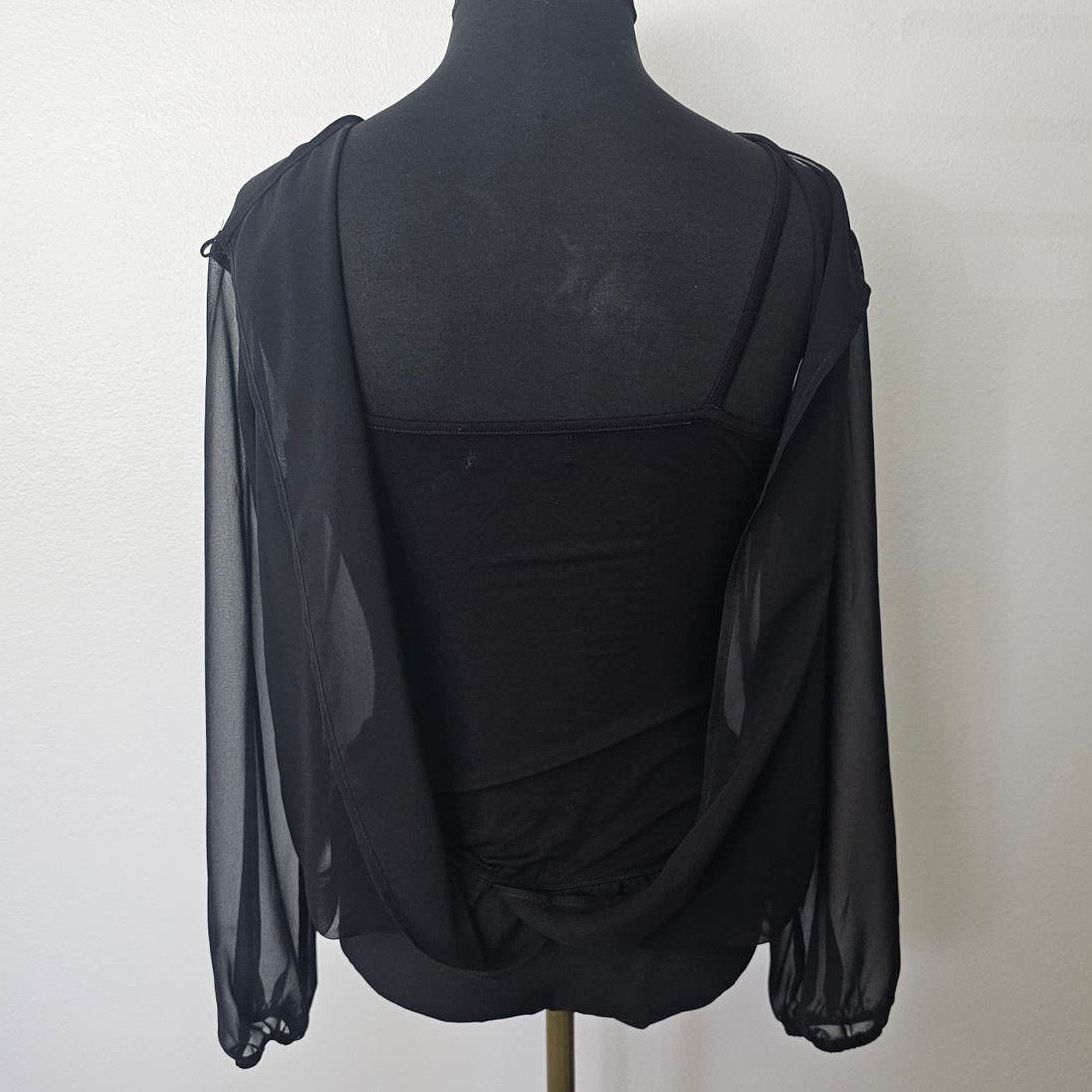 Bailey 44 EUC BAILEY 44 Black Sheer Chiffon Blouse w/Attached Cami XS Size XS / US 0-2 / IT 36-38 - 4 Thumbnail