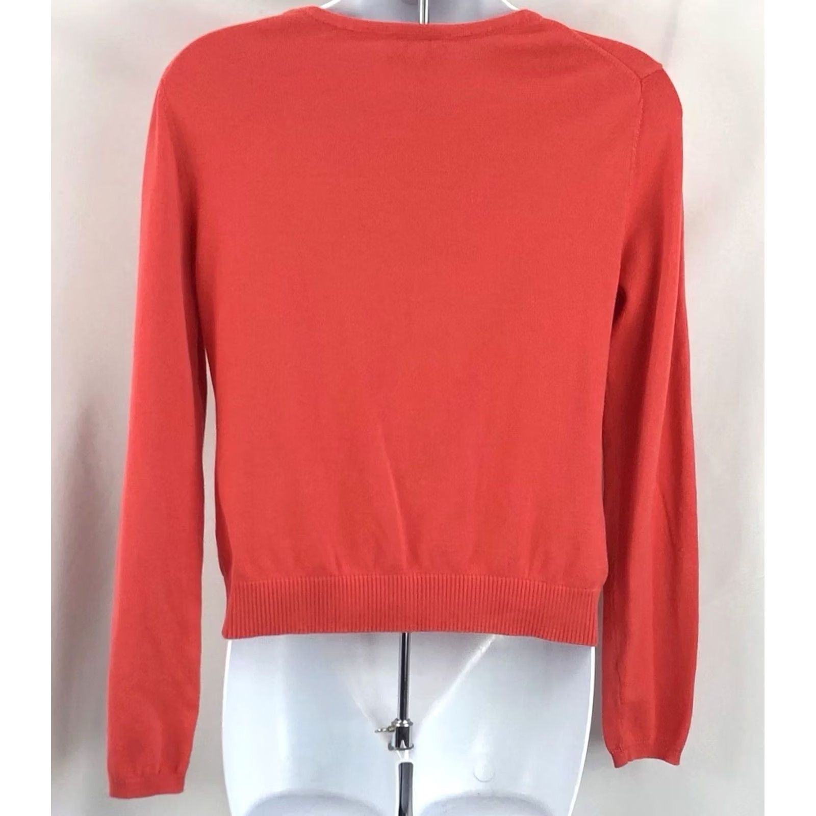 Loft LOFT Ann Taylor Cardigan Sweater S Orange Button Crochet Ruffles Cottage Preppy Casual Women Size S / US 4 / IT 40 - 3 Thumbnail