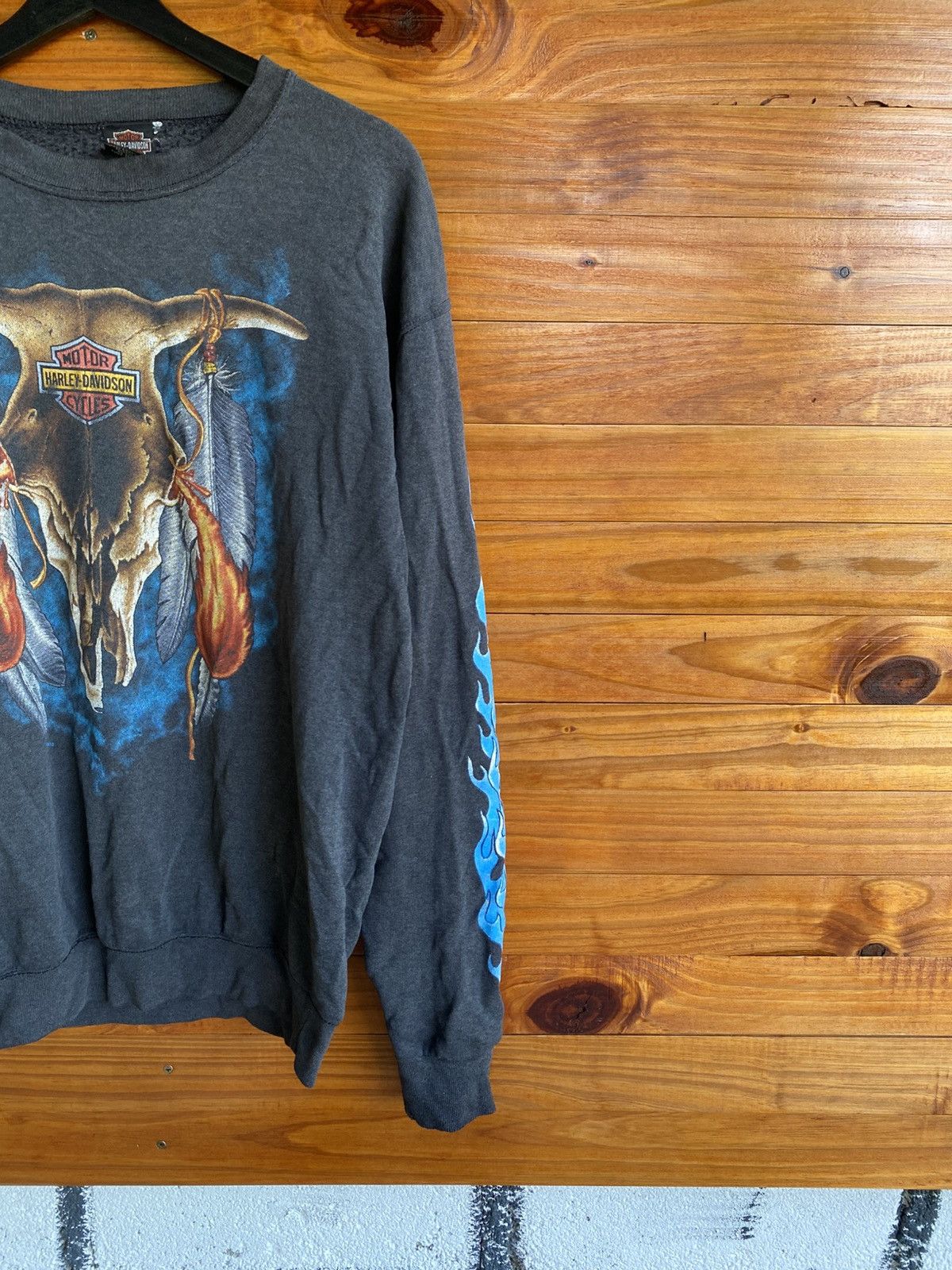 Harley Davidson Vintage 1985 Harley-Davidson Skull Bull Flames Sweatshirt Size US M / EU 48-50 / 2 - 6 Thumbnail