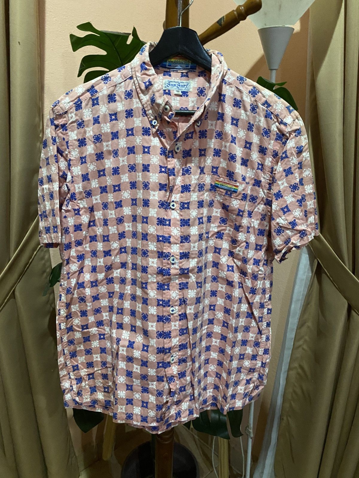 Sun Surf Sun Surf Leilani Hawaiian Aloha Shirt Pink Blue Floral Check Size US M / EU 48-50 / 2 - 3 Thumbnail