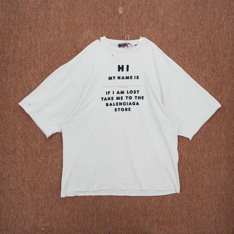 Balenciaga Balenciaga Text Destruction Short Sleeve Size US S / EU 44-46 / 1 - 1 Thumbnail