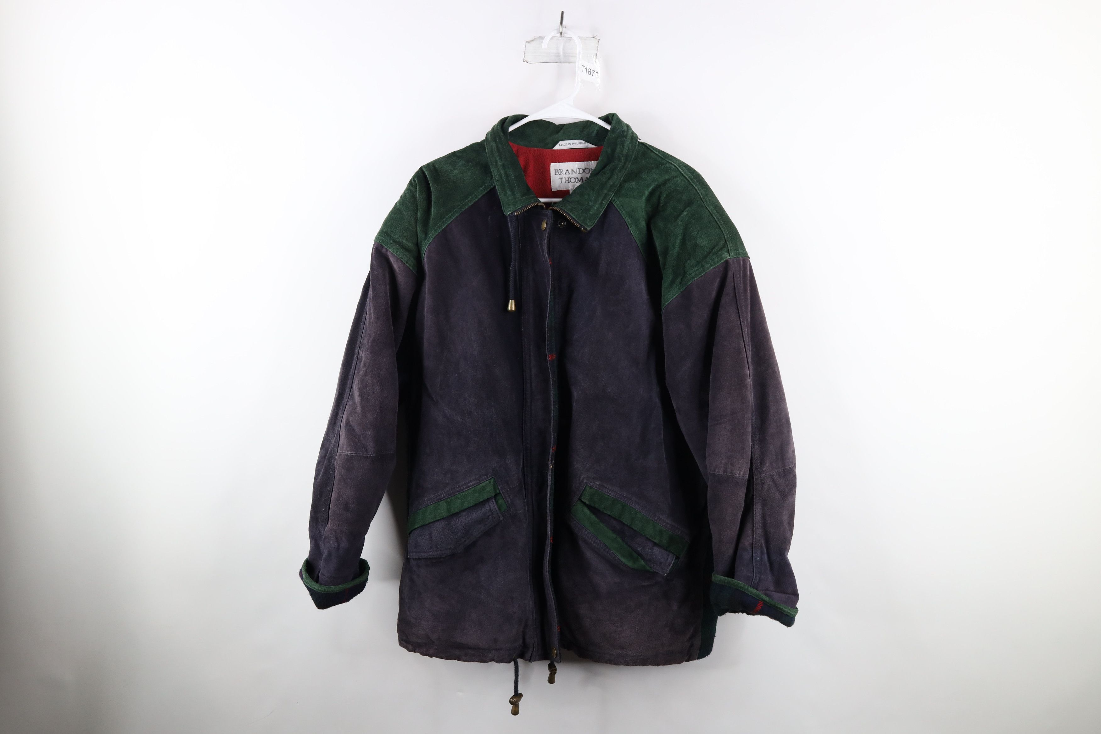 image of Vintage 90's Streetwear Suede Leather Color Block Jacket, Women's (Size Small)