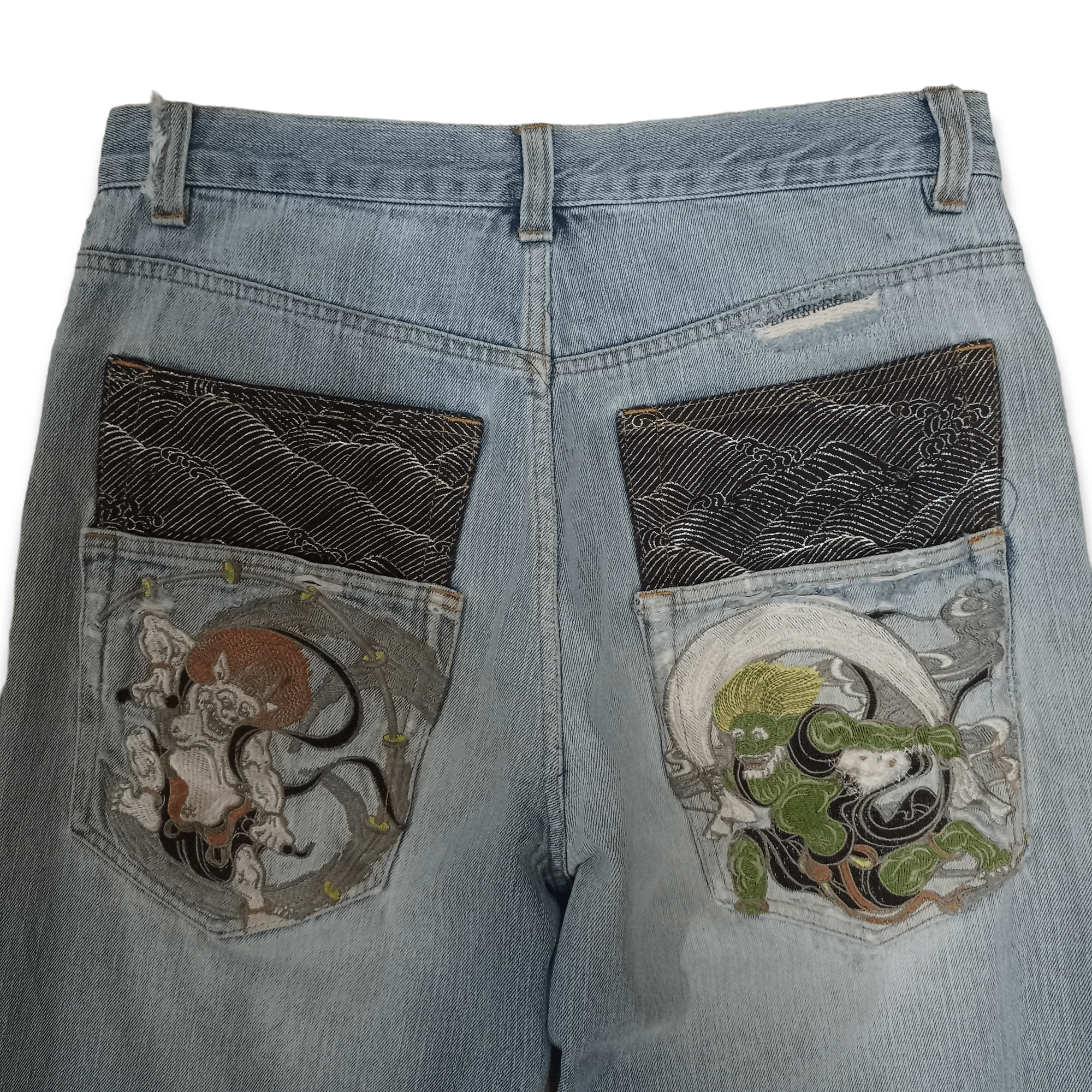 Japanese Brand Vintage Japanese Brand Embroidery God & Devil Baggy Jeans Size US 32 / EU 48 - 7 Thumbnail