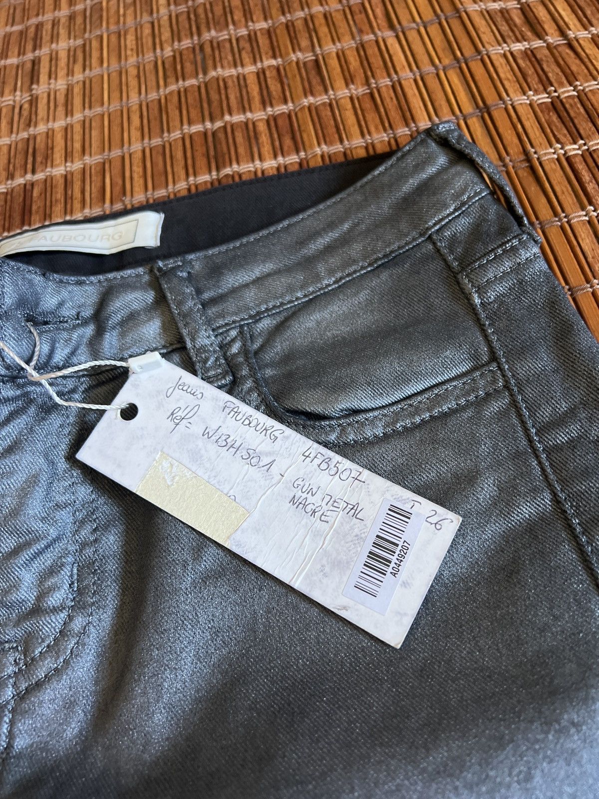 Other 75Faubourg gunmetal silver wax coated denim high waist jeans Size 26" / US 2 / IT 38 - 12 Thumbnail