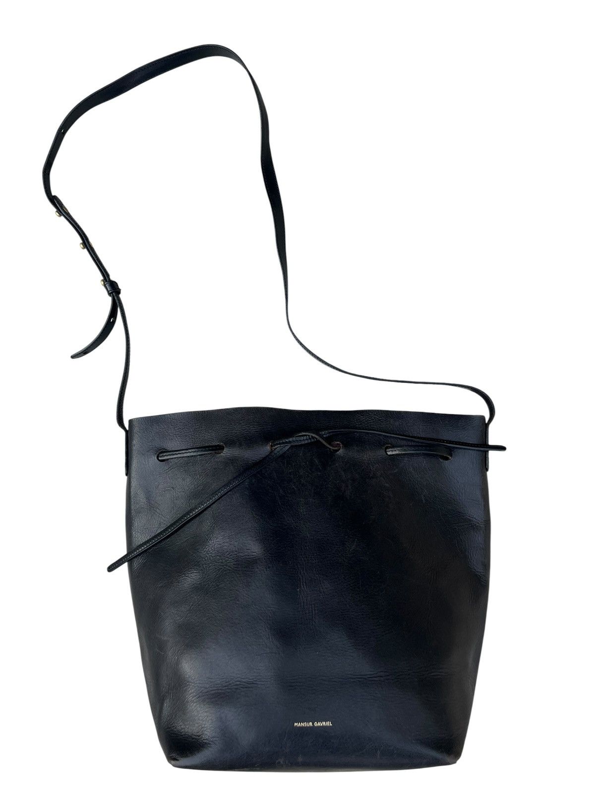 Mansur Gavriel Distressed Patina Black Leather Mansur Gavriel Sling Bag Size ONE SIZE - 1 Thumbnail