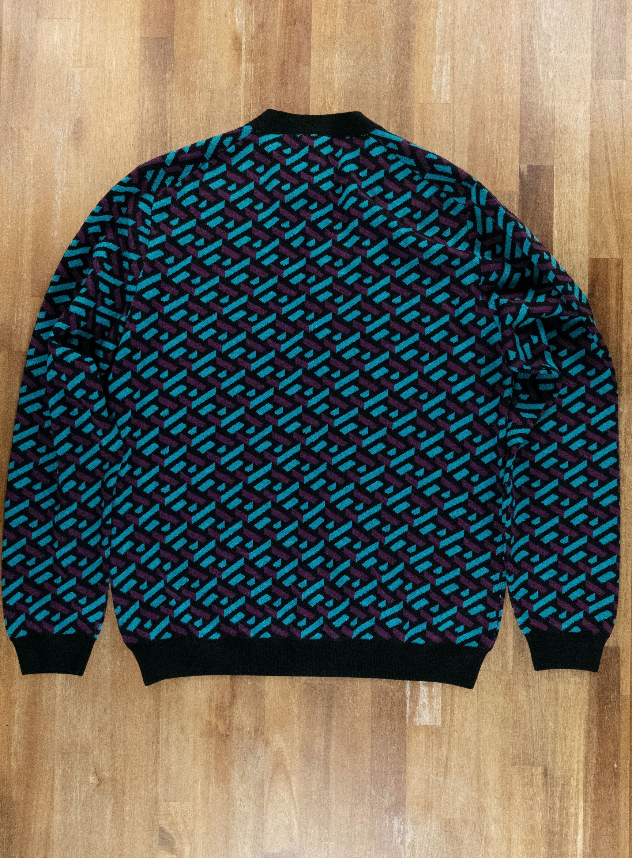 Versace VERSACE La Greca knit black wool cardigan sweater Large Size US L / EU 52-54 / 3 - 10 Thumbnail