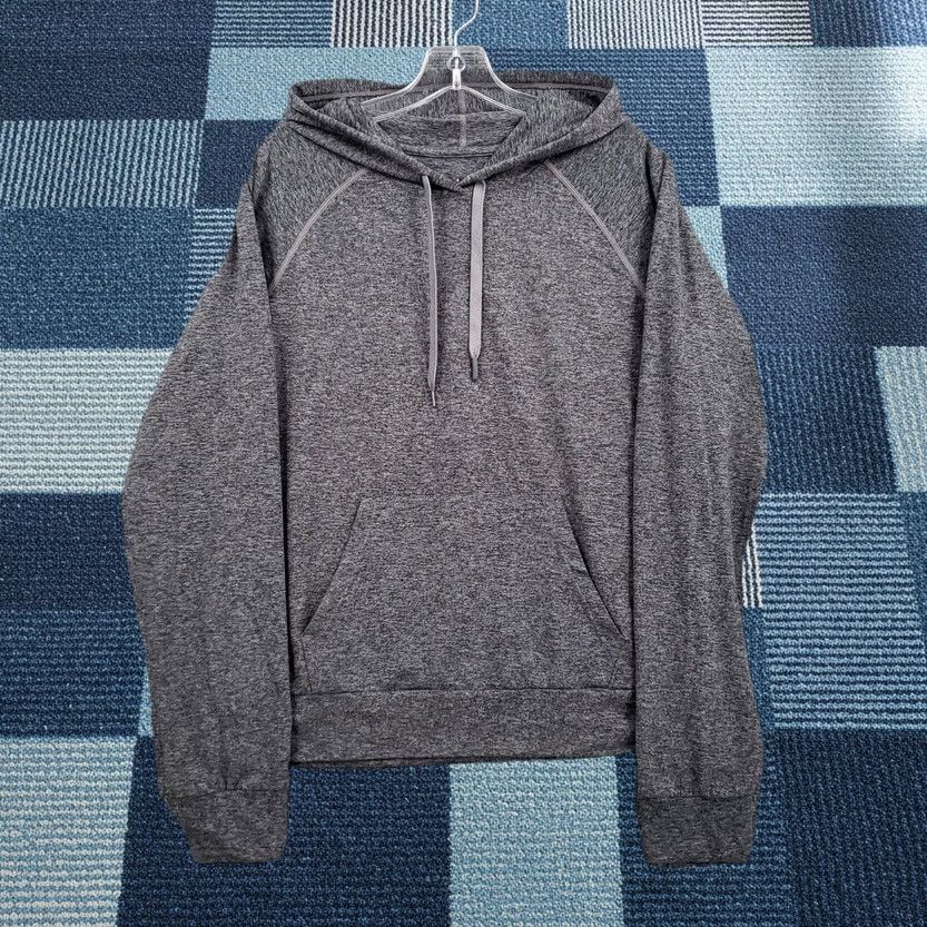 Quince Hoodie Mens Medium Gray Pullover Kangaroo Drawstring Raglan Long Sleeve, Men's