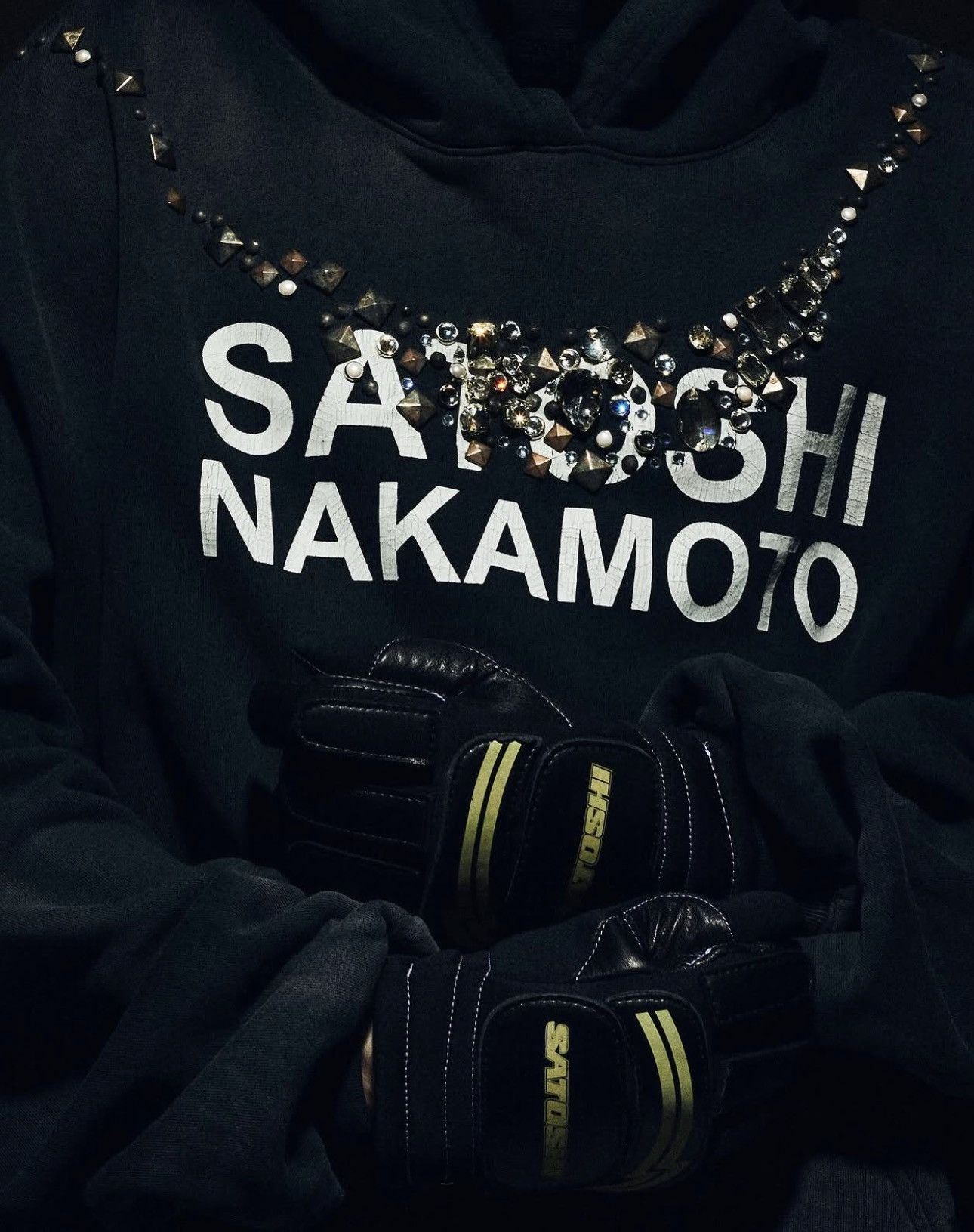 Satoshi Nakamoto LOGO PRINT EMBELLISHED JERSEY HOODIE Size US L / EU 52-54 / 3 - 9 Thumbnail