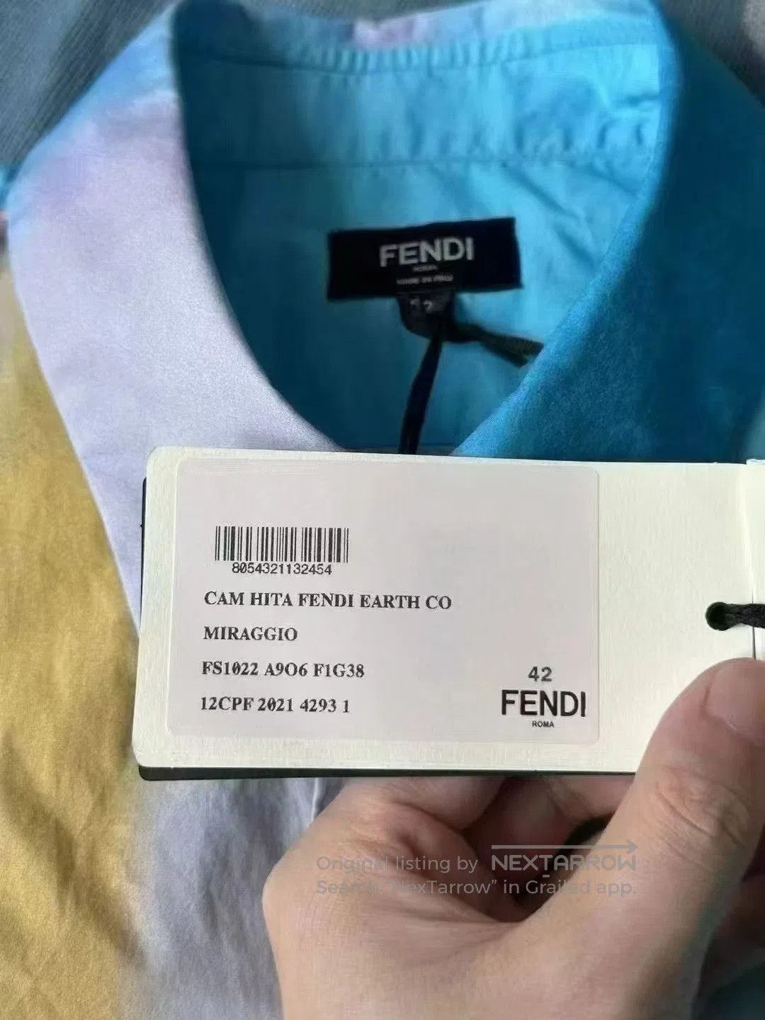 Fendi Fendi Blue Gradient Subtle Pattern Short-Sleeve Shirt. Size US XS / EU 42 / 0 - 3 Thumbnail