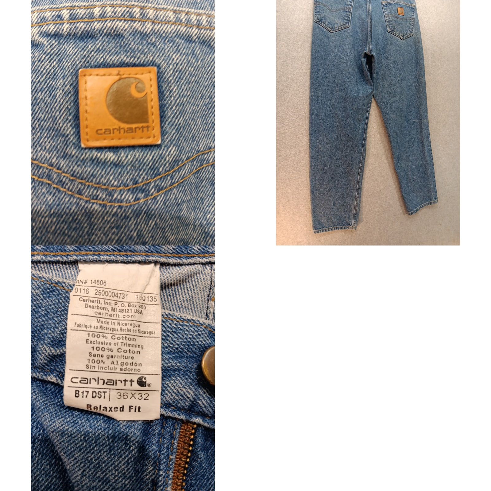 Carhartt Carhartt Jeans Men's Blue Denim Relaxed Fit 36x32 Work Pants Cotton B17 DST Size US 36 / EU 52 - 8 Thumbnail
