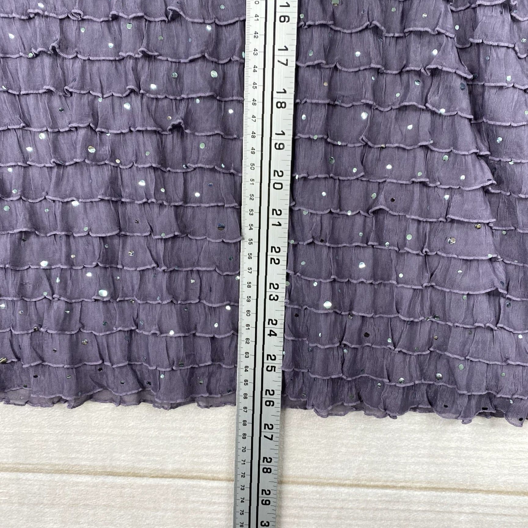 Vintage Cocomo Womens Top 2X Purple Y2K 90s Sequin Ruffle Vintage Whimsigoth Scoop Sleeveless Blouse Size XXL / US 16-18 / IT 52-54 - 3 Thumbnail
