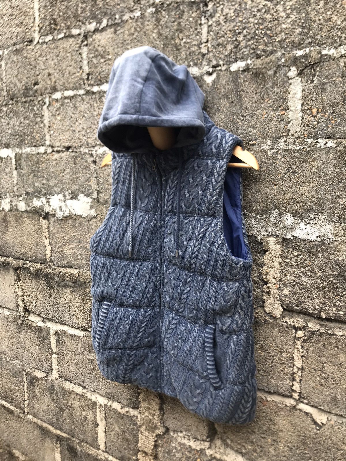 Indigo × Japanese Brand 🔥Real Masters Knit Puffer Hoodie Indigo Vest Size US M / EU 48-50 / 2 - 3 Thumbnail
