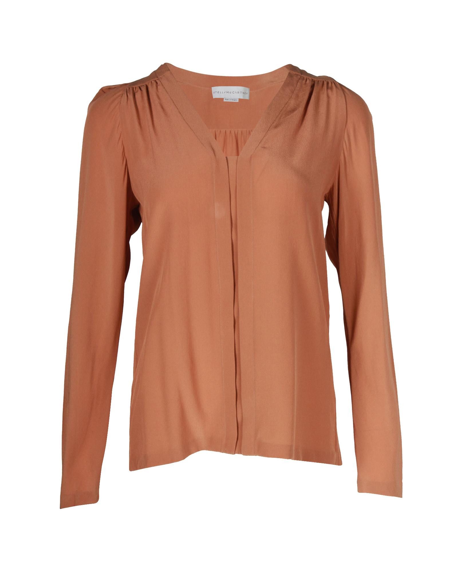 image of Stella Mccartney Silk V-Neck Blouse With Button Closures in Brown, Women's (Size XS)