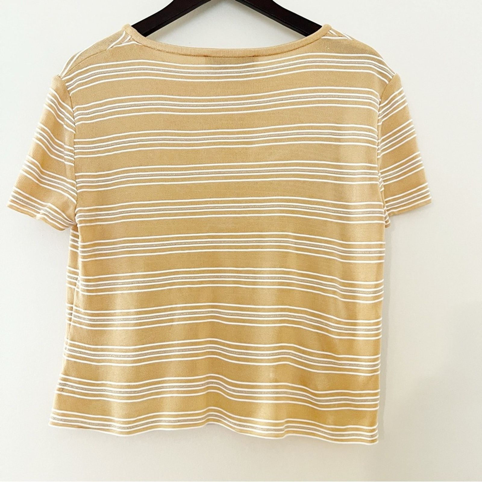 St. John × Vintage St. John Sport By Marie Gray Glitter Striped Pastel Knit Top Size L / US 10 / IT 46 - 2 Thumbnail