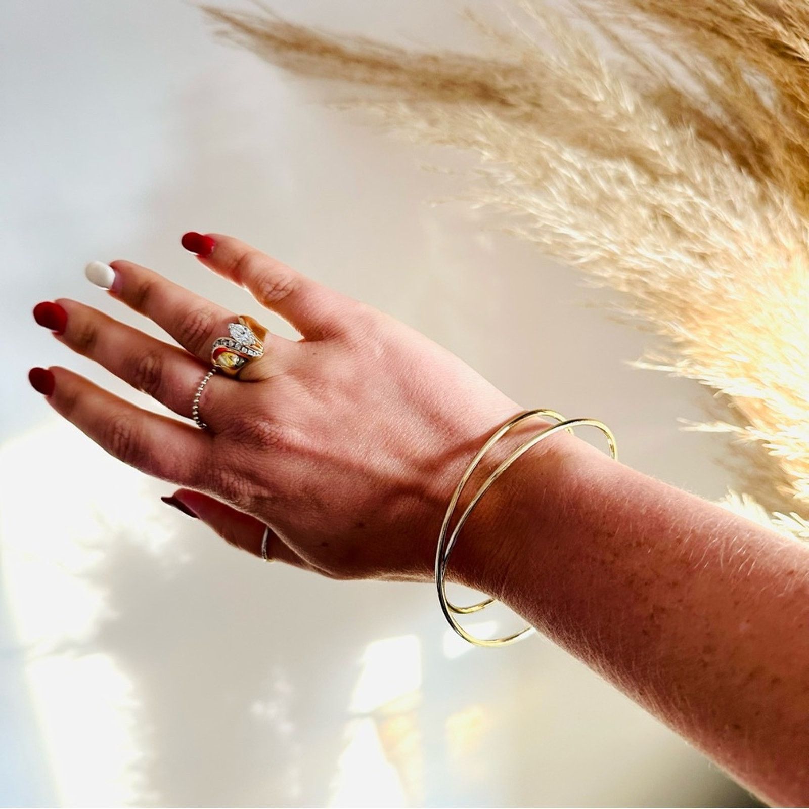 Nordstrom NEW NORDSTROM 14kt Gold Band Twisted Bracelet Bangle Cuff Size ONE SIZE - 14 Thumbnail