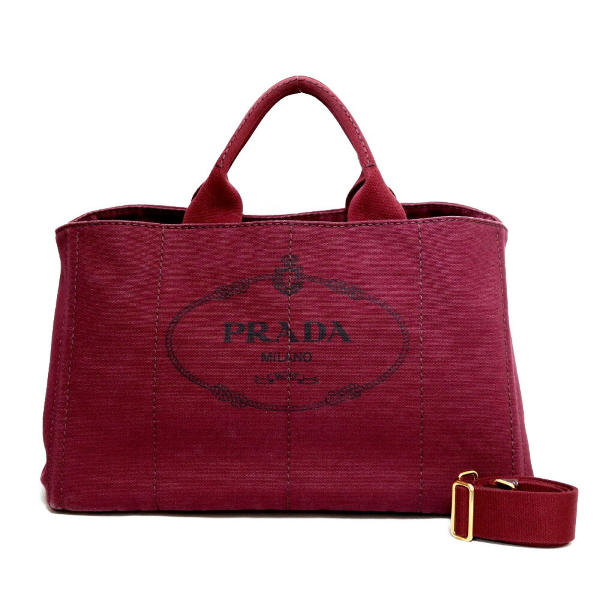 image of Prada Canapa Tote L Shoulder Bag Canvas Purple Ladies Prada, Women's