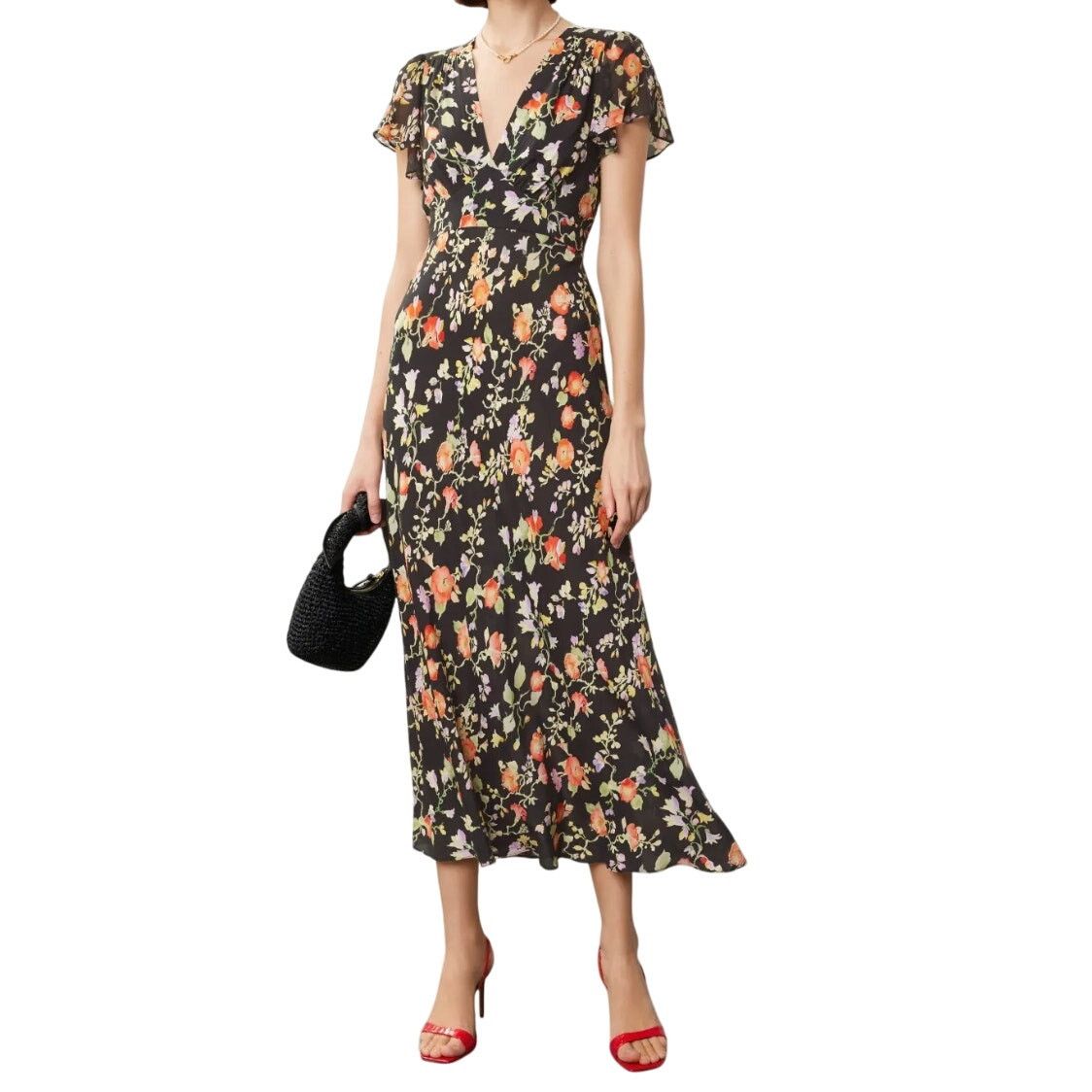 RIXO Rixo Florida Floral Maxi Dress in Black Maxi, Size US 4 Size S / US 4 / IT 40 - 2 Thumbnail