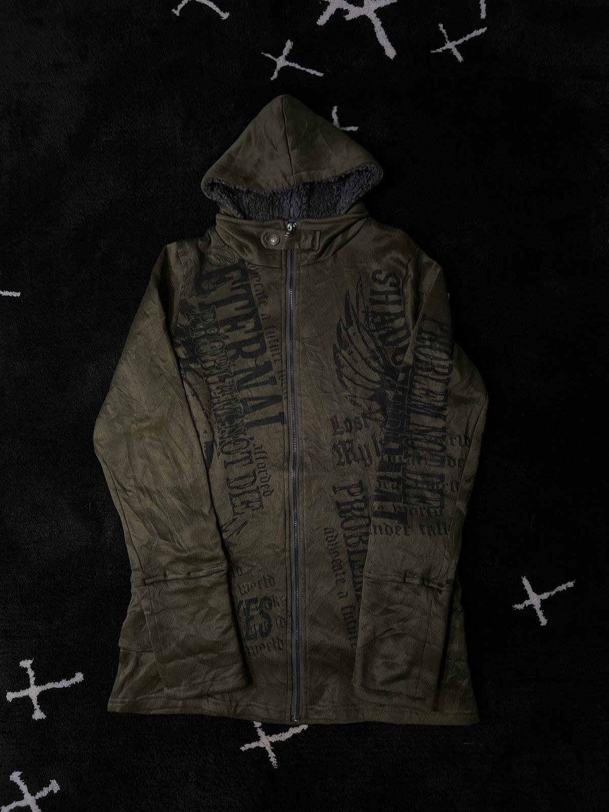 Japanese Brand Edge Line - Gothic Poem Fur Zip Up Jacket Size US S / EU 44-46 / 1 - 1 Thumbnail