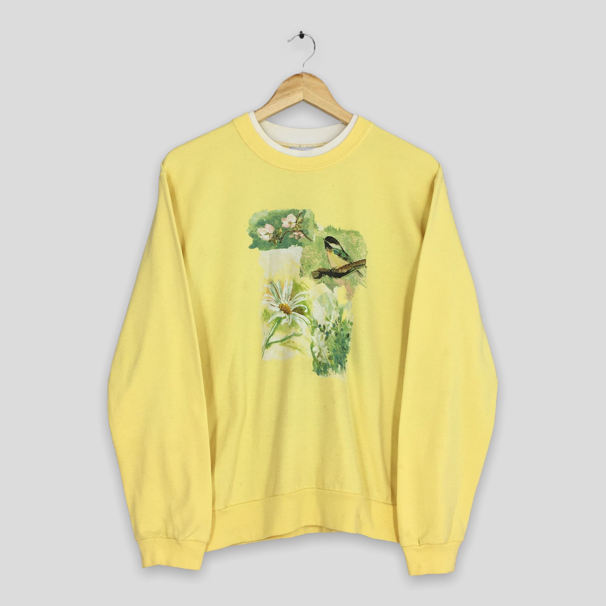 Habitat Vintage 90s Morning Sun Birds Yellow Sweatshirt Medium Size US M / EU 48-50 / 2 - 1 Thumbnail