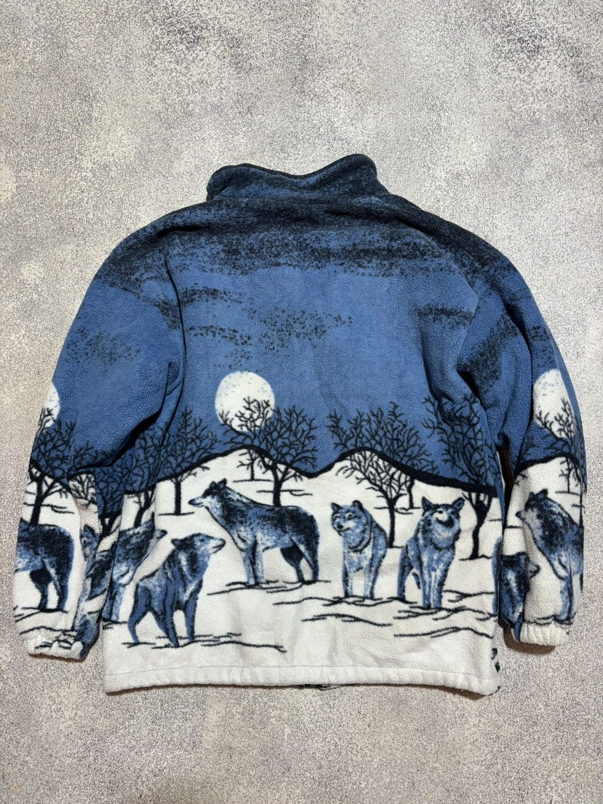 Vintage × Wolf & Shepherd Vintage Wolf Sherpa Full Print Art Animal Winter Moon Sherpa Size US M / EU 48-50 / 2 - 5 Thumbnail