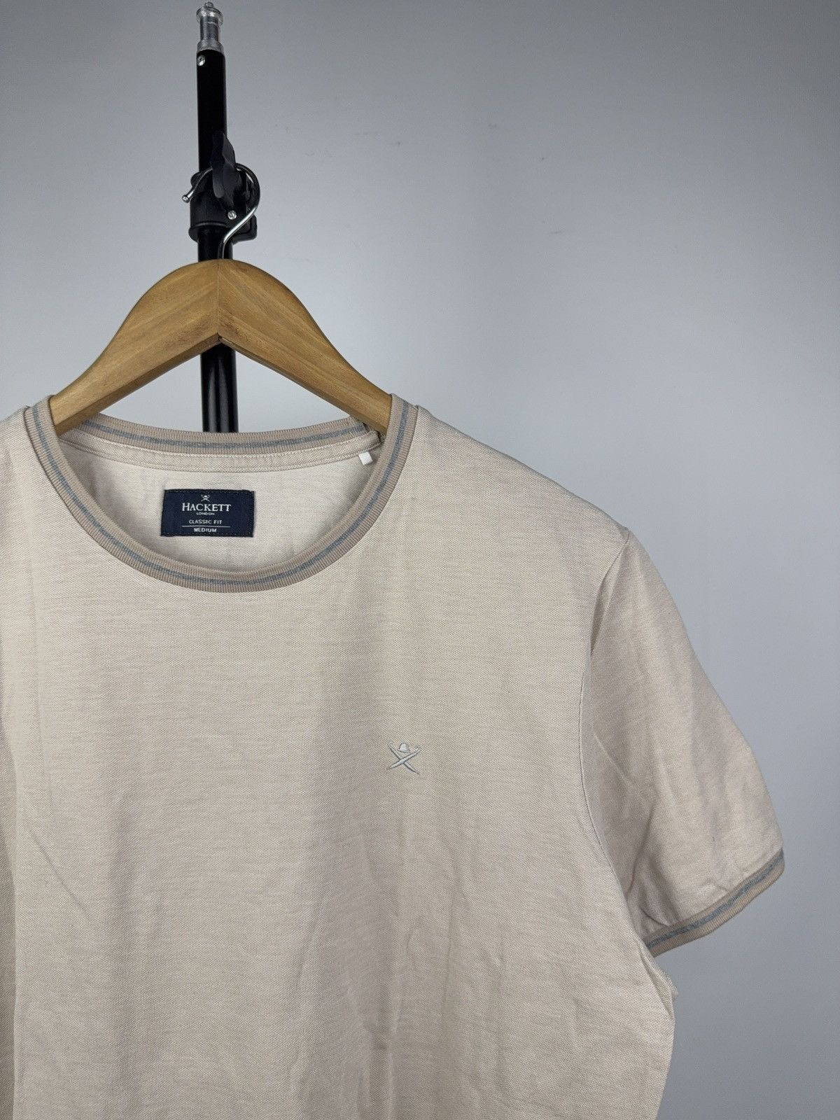 Hackett Luxury Hackett Basic London Beige Classic Fit Cotton T-Shirt Size US M / EU 48-50 / 2 - 2 Thumbnail
