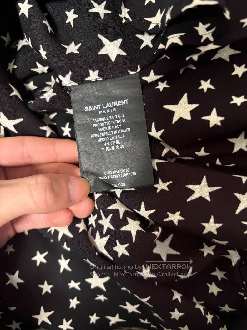 Saint Laurent Paris Saint Laurent Paris size 39 Black and White Star Print Shi Size US L / EU 52-54 / 3 - 6 Thumbnail