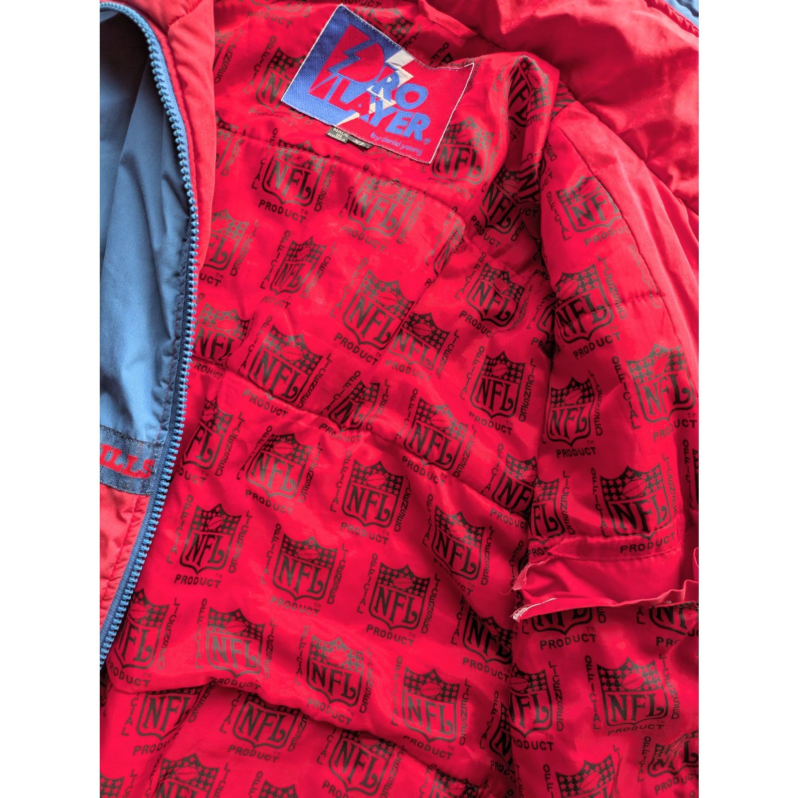 NFL × Pro Player Buffalo Bills 1994 75th puffer TAPE XL hood blue NFL vintage Size US XL / EU 56 / 4 - 11 Thumbnail
