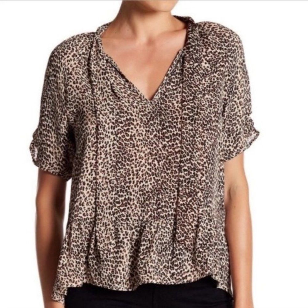 Joie NWT New $248 Joie Feyana Animal Print Tie Neck Print Silk P Size XS / US 0-2 / IT 36-38 - 2 Thumbnail
