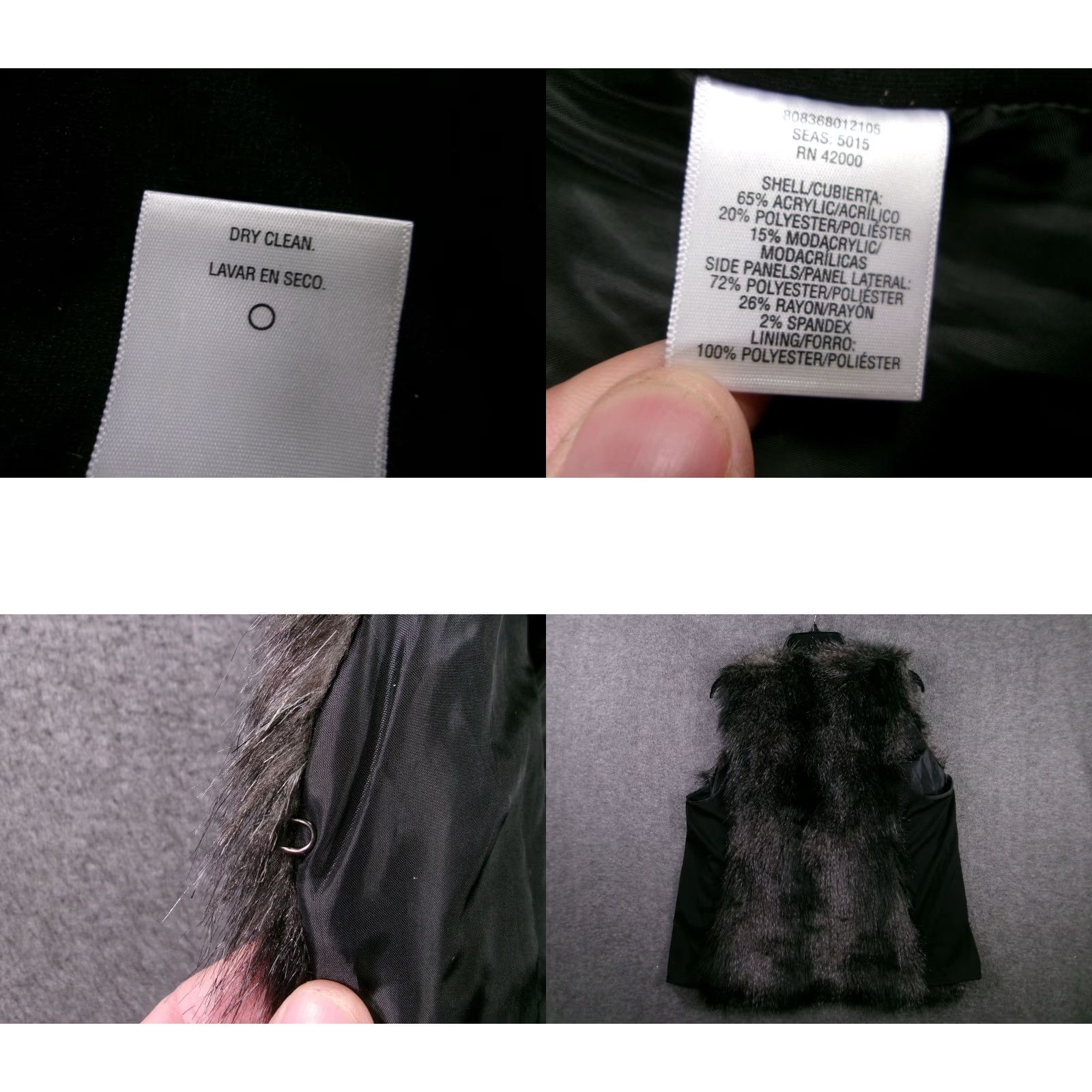 Vintage Jaclyn Smith Collection Vest L Faux Fur Black Gray Sleeveless Lined Cozy Womens Size L / US 10 / IT 46 - 8 Thumbnail