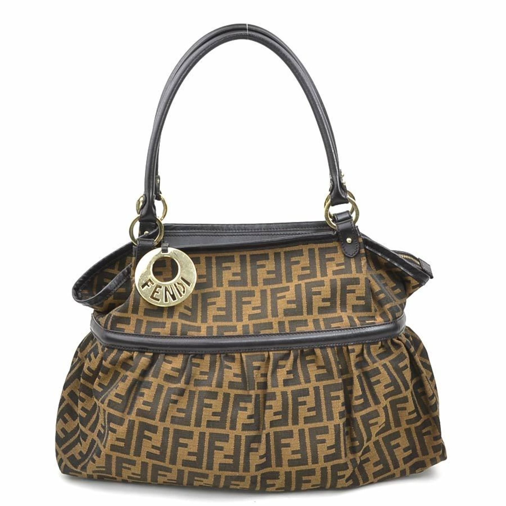 Fendi Fendi Zucca Canvas and Leather Shoulder Bag in Brown Gold, Women's, 8BH186-JWU, e60951a Size ONE SIZE - 1 Thumbnail