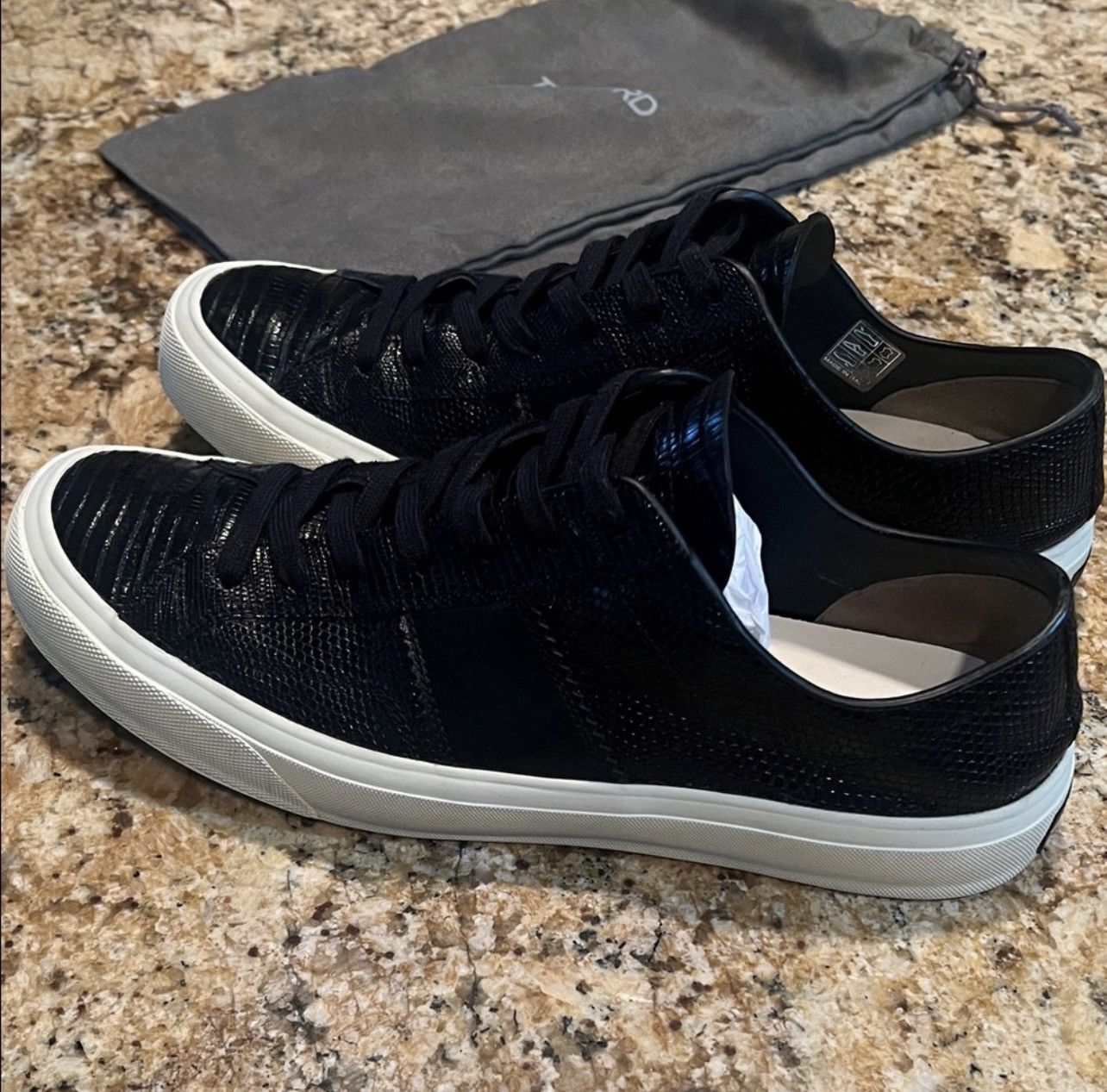 Tom Ford Tom Ford Men’s Black Cambridge Lizard Skin Sneakers Size US 12 / EU 45 - 5 Thumbnail