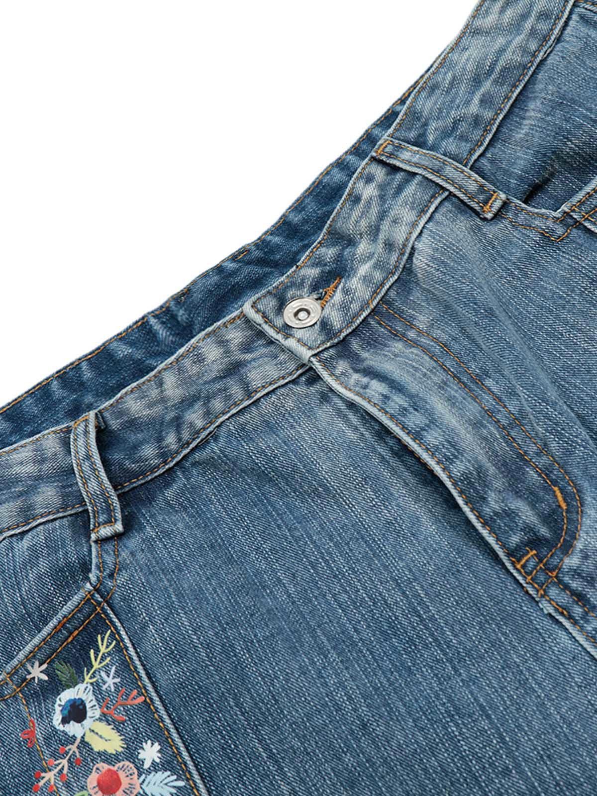 Japanese Brand Embroidered Floral Culottes Denim Jorts Size US 30 / EU 46 - 3 Thumbnail