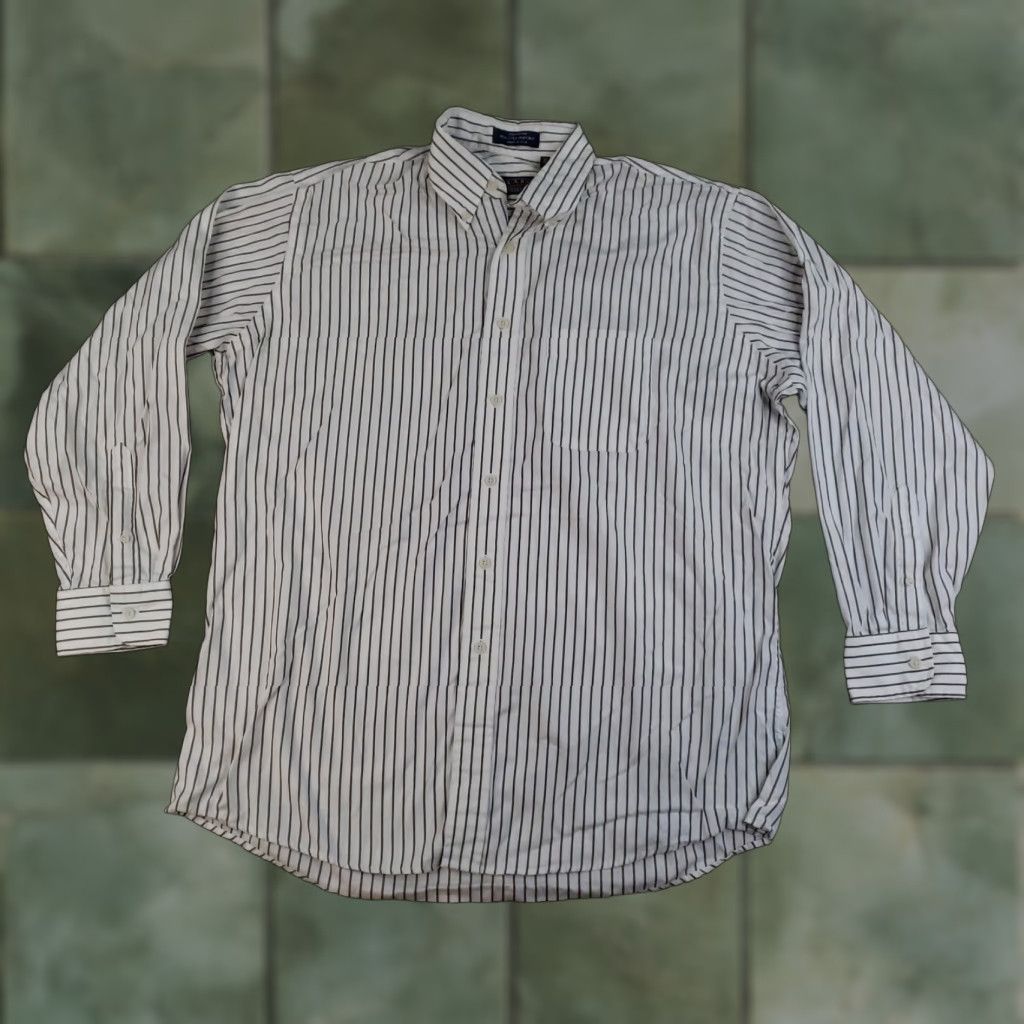 Jos. A. Bank VINTAGE Jos A. Bank Dress Shirt Mens Large 16-33 White Brown Striped Long Sleeve Business Office Size US L / EU 52-54 / 3 - 1 Thumbnail