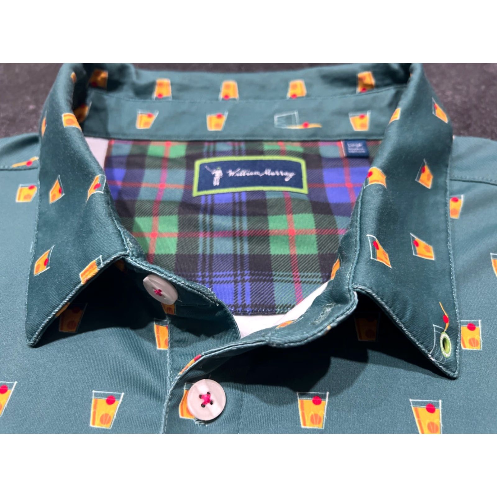 Vintage William Murray Golf Polo Mens L Green Old Fashion AOP Performance Size US L / EU 52-54 / 3 - 4 Thumbnail