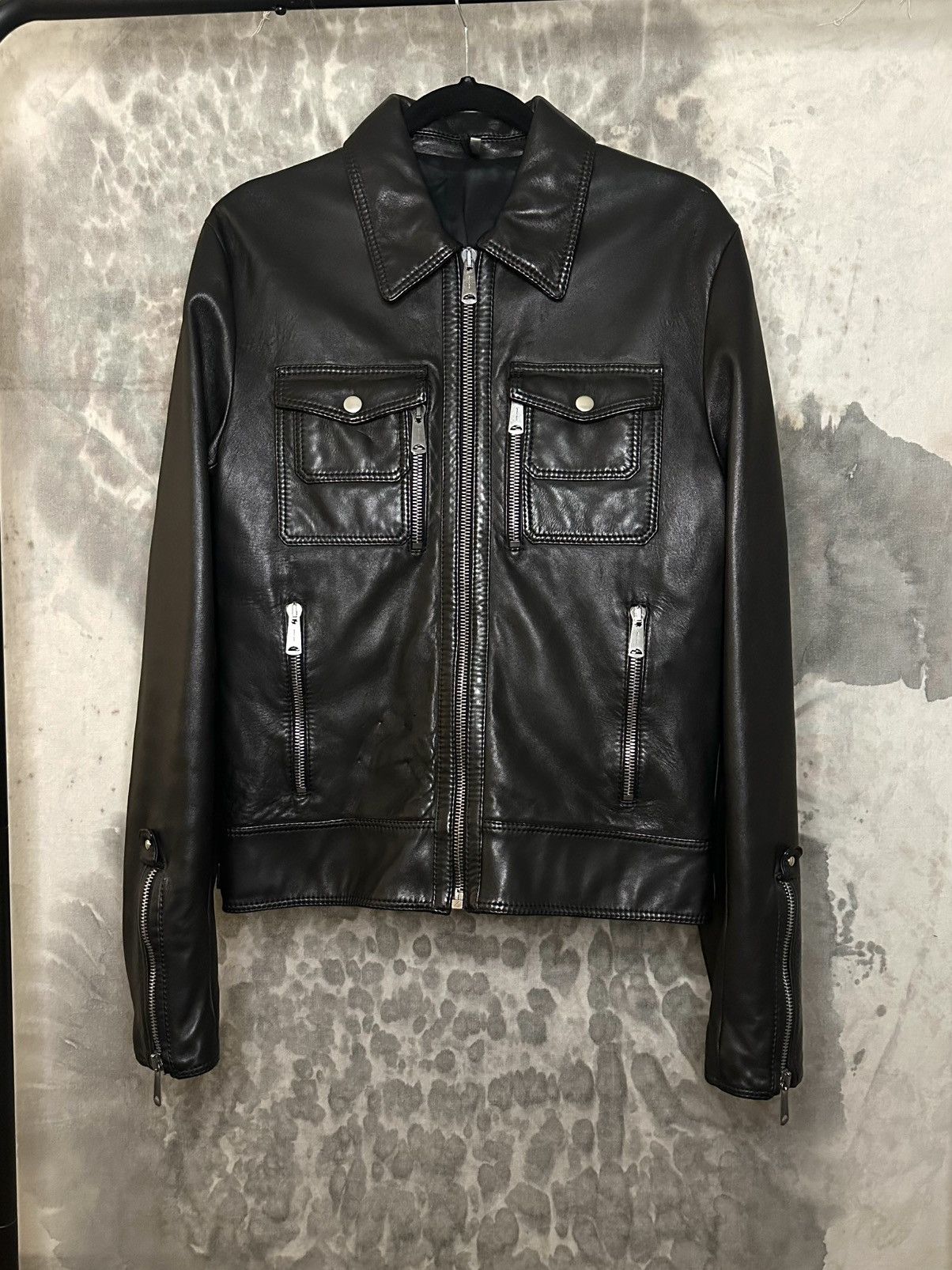Pre-owned Dior X Hedi Slimane Dior Homme By Hedi Slimane Perfect Leather Jacket Multi Zip In Black