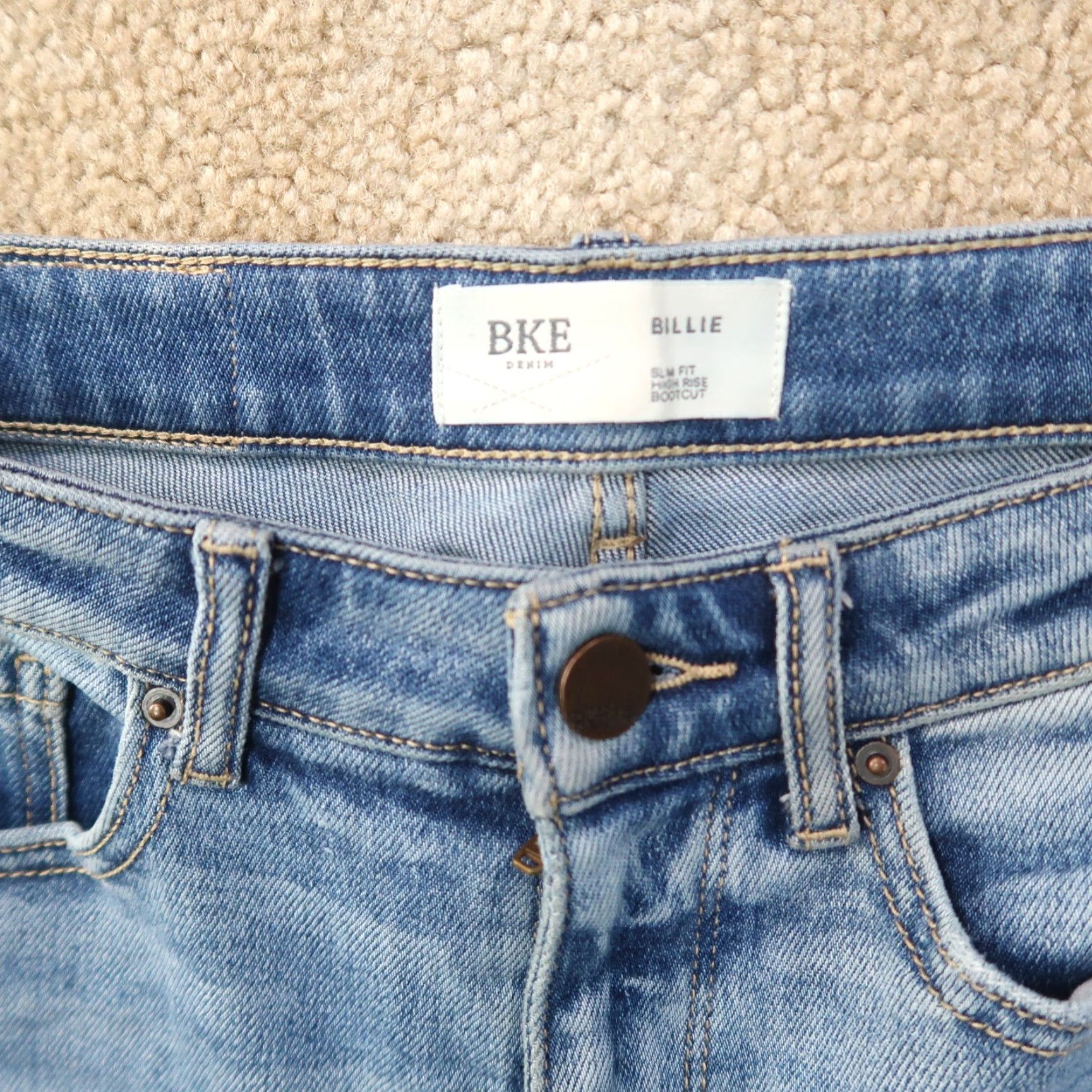 Vintage VINTAGE Buckle Billie Slim Bootcut Jeans women's 27x29.5 Blue Stretch Denim High rise Size 27" / US 4 / IT 40 - 4 Thumbnail