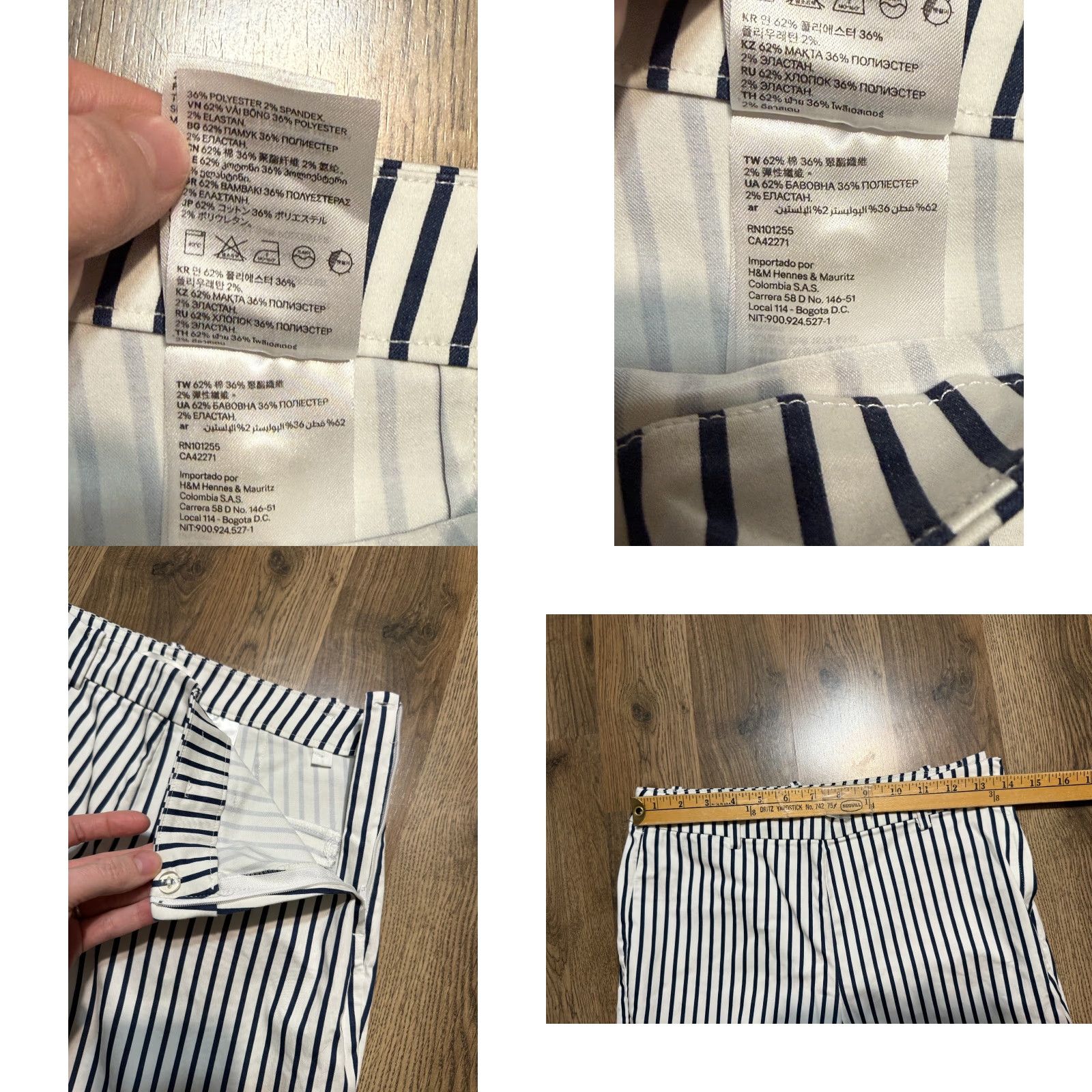 H&M VINTAGE? No — H&M Pants Women’s 8 Blue White Striped Side Zip Straight Leg Mid Rise Pants Shirt? Size 30" / US 8 / IT 44 - 8 Thumbnail