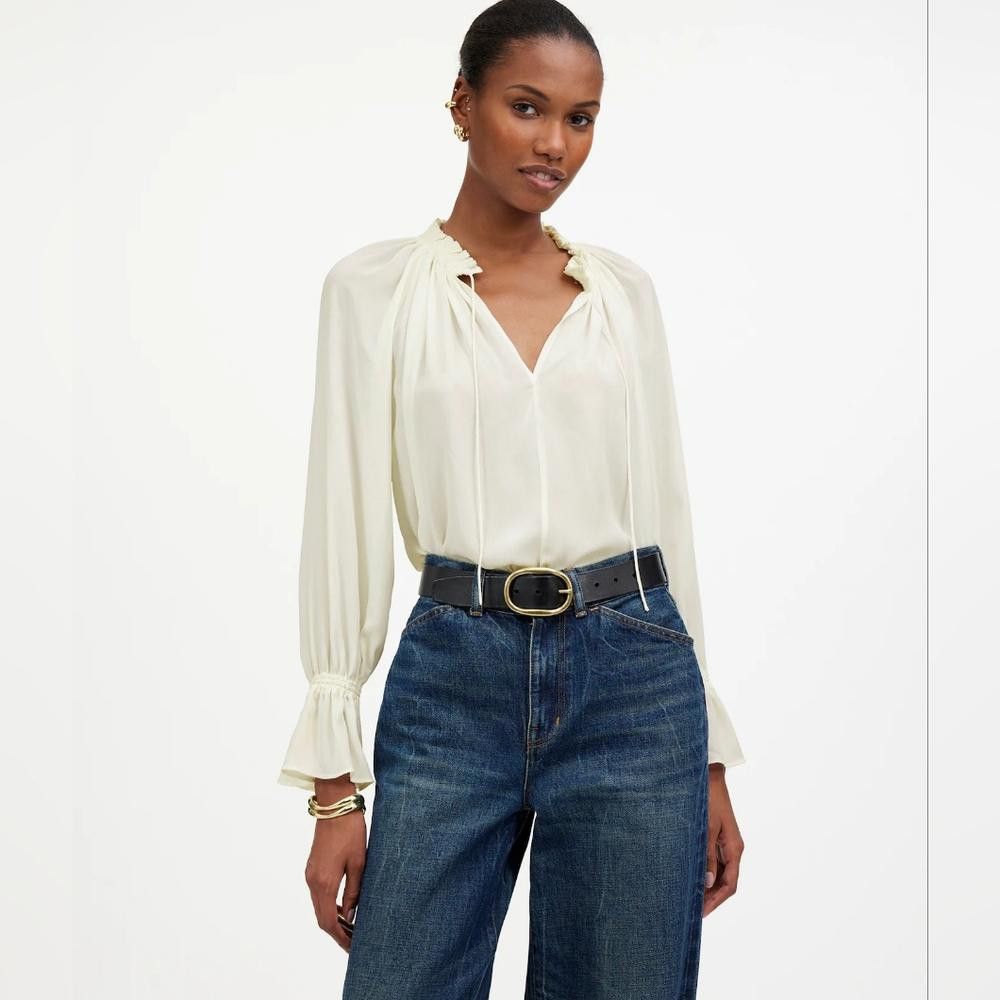 Madewell Madewell Long-Sleeve Tie-Neck Top Size S / US 4 / IT 40 - 1 Thumbnail