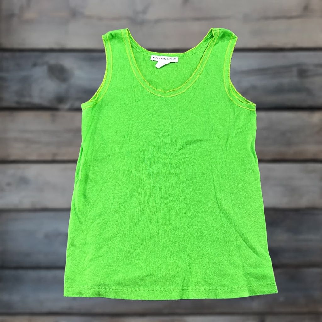 Vintage VINTAGE Maureen Benun Tank Top Womens M Green Tank Sleeveless Cami Ribbed Knit90s Slim Boat Neck Pullover Casual Cotton Knit Short Sleeve? Size M / US 6-8 / IT 42-44 - 1 Thumbnail